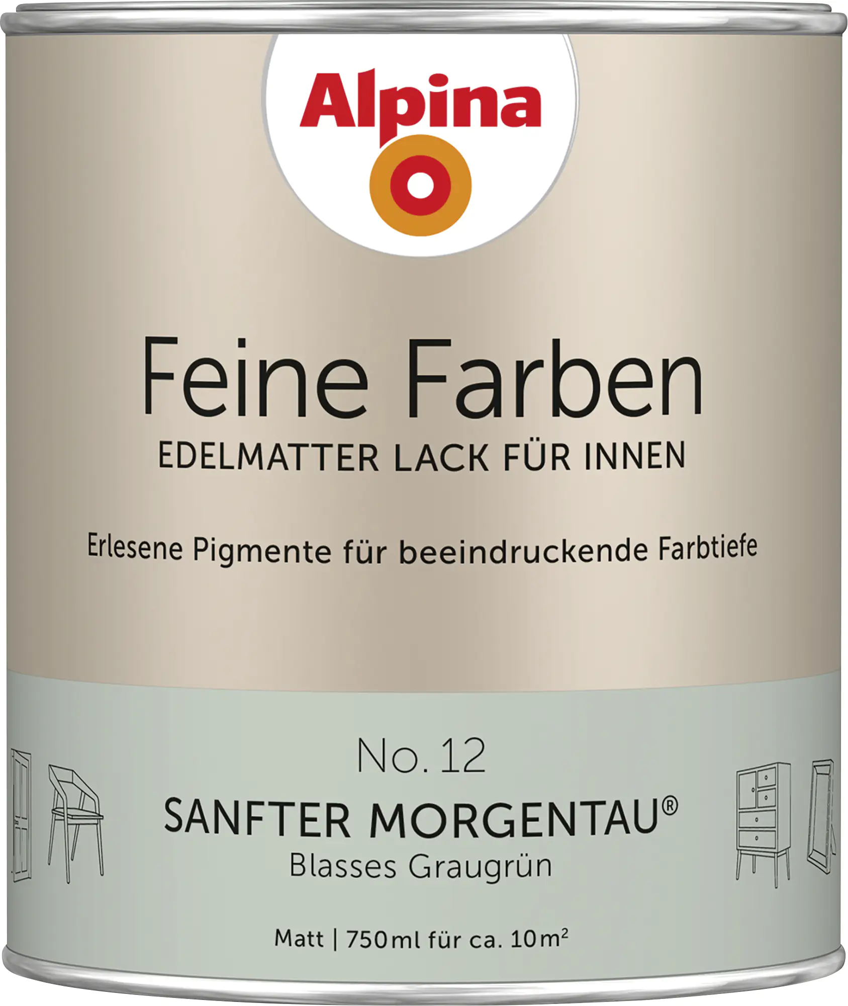 Alpina Feine Farben Lack No. 12 Sanfter Morgentau   750 ml Alpina Feine Farben Lack No. 12 Sanfter Morgentau   750 ml