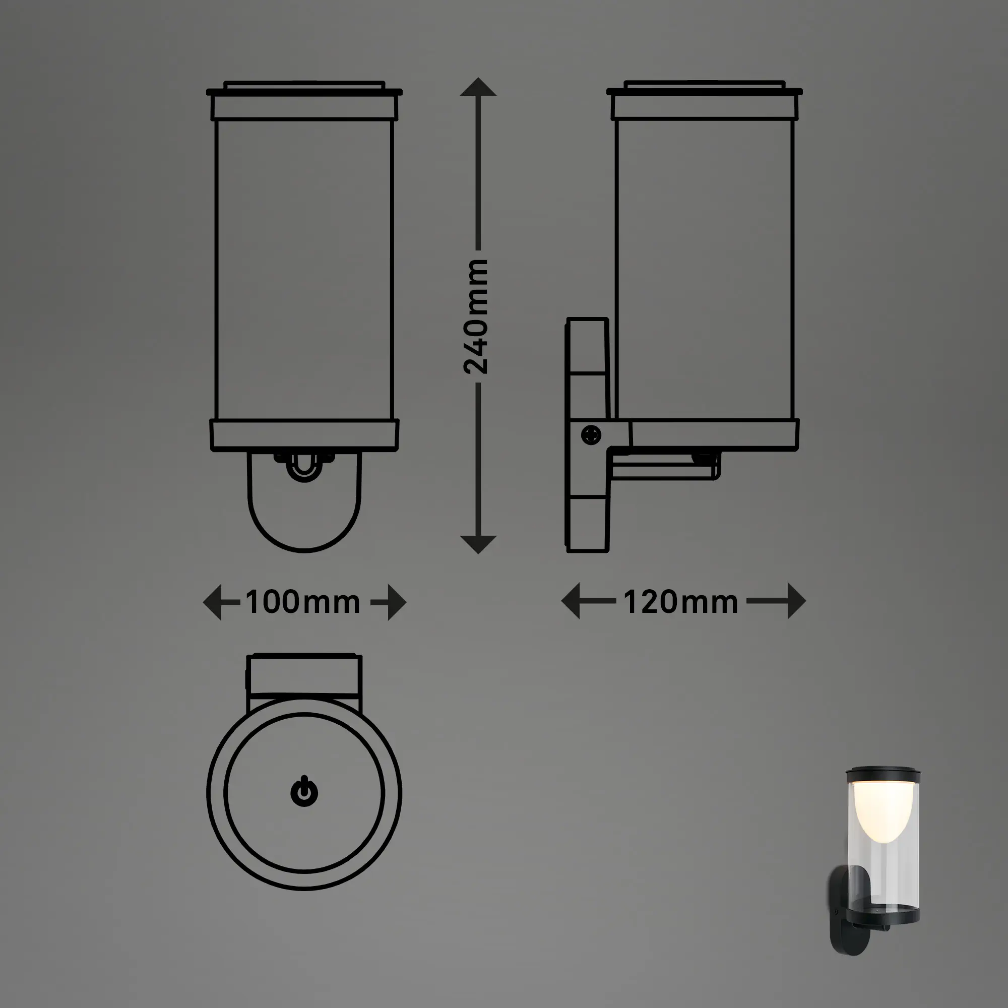 Briloner LED Außenwandleuchte Touch Akku 4W schwarz dimmbar warmweiß Briloner LED Außenwandleuchte Touch Akku 4W schwarz dimmbar warmweiß