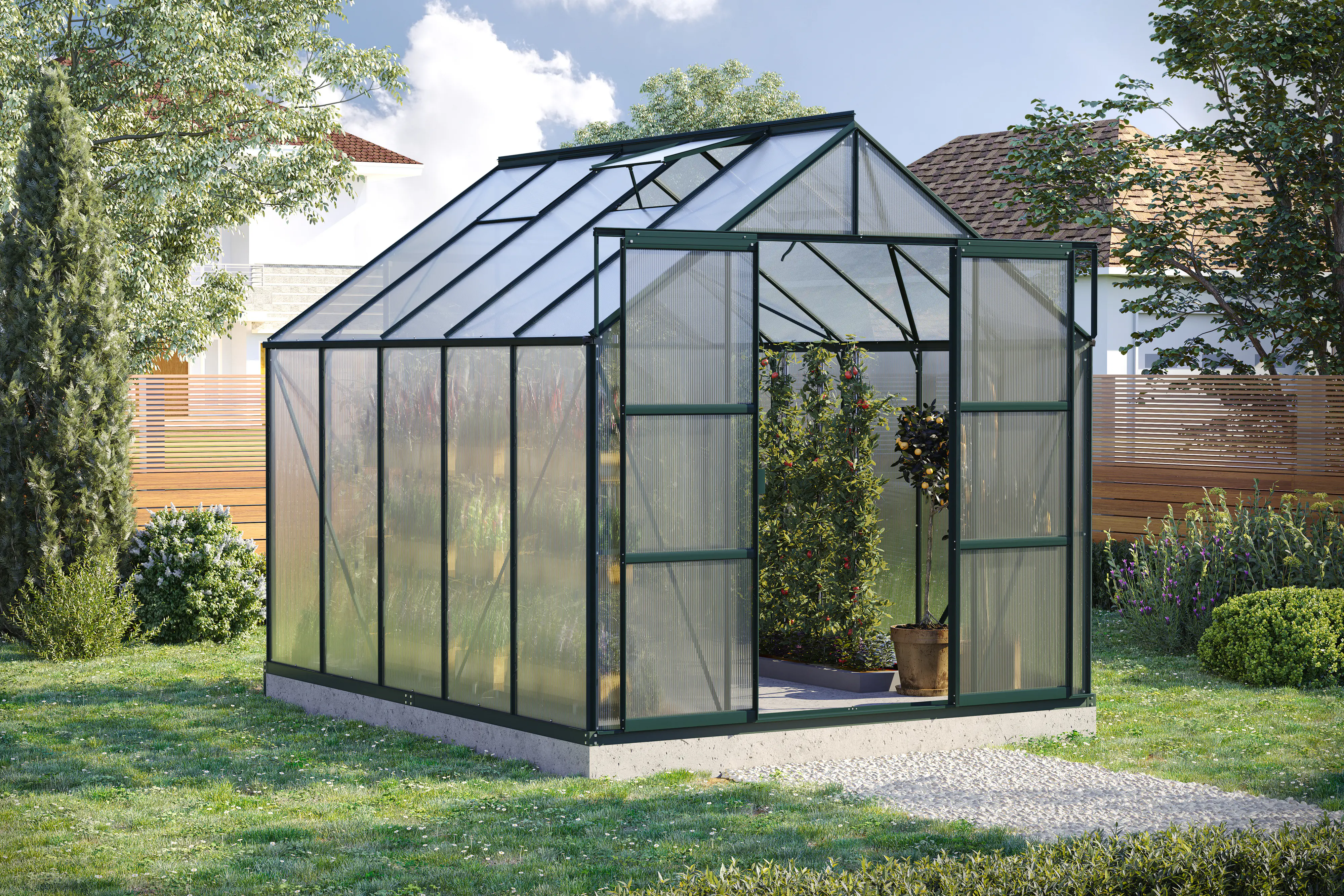 Vitavia Gewächshaus-Set Uranus 8300 HKP 4 mm smaragd 254 x 317 cm 