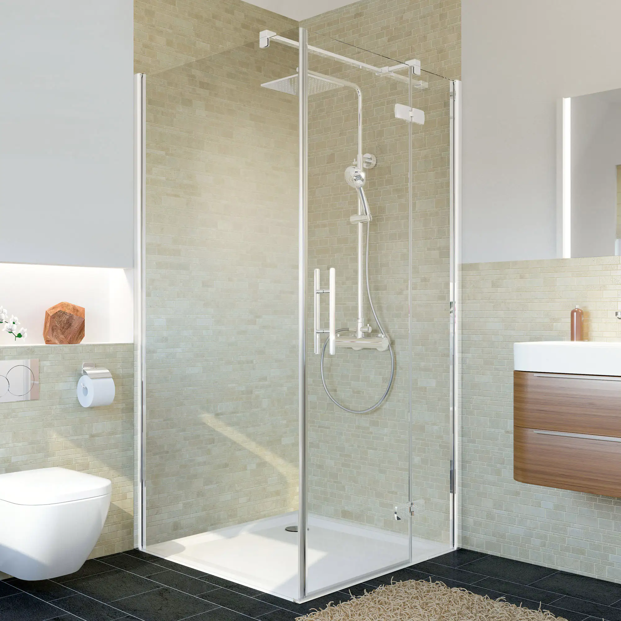 Breuer Avanta Drehtür + Festteil f. Seitenwand re 90 x 200 cm