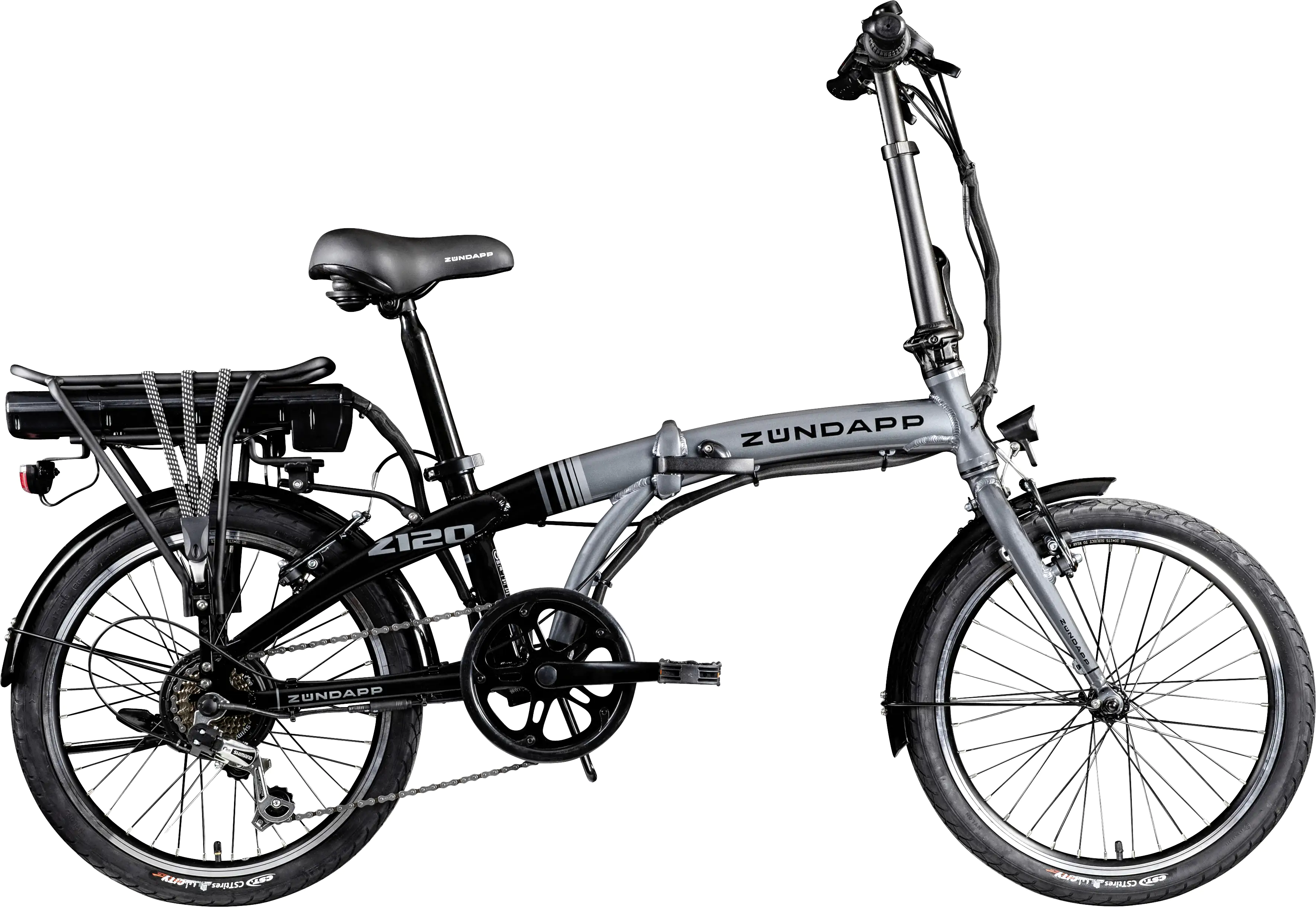 Zündapp E-Bike Faltrad Z120 20 Zoll RH 28cm 7-Gang 374,4 Wh schwarz grau