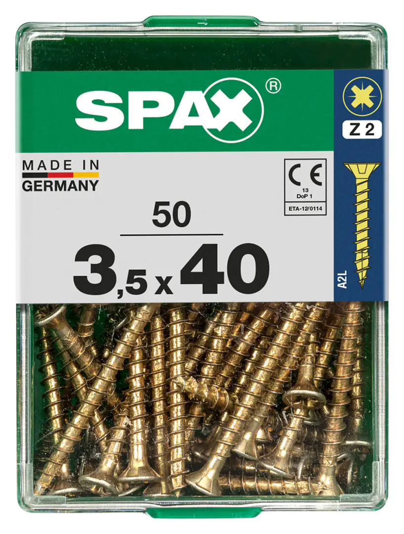Spax Universalschrauben 3.5 x 40 mm PZ 2 - 50 Stk. Spax Universalschrauben 3.5 x 40 mm PZ 2 - 50 Stk.