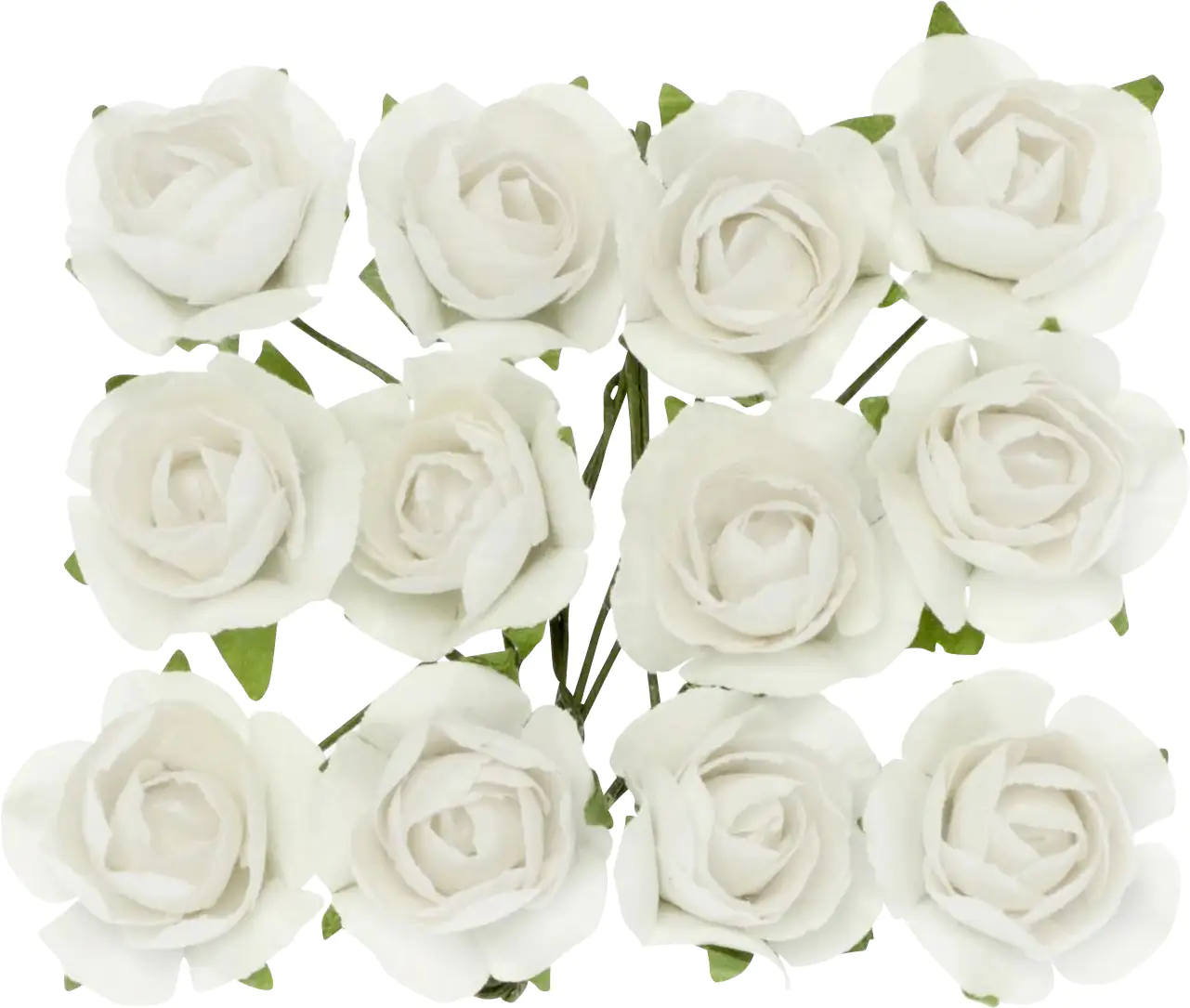 Glorex Röschen weiß mit Draht 18mm 12 Stück