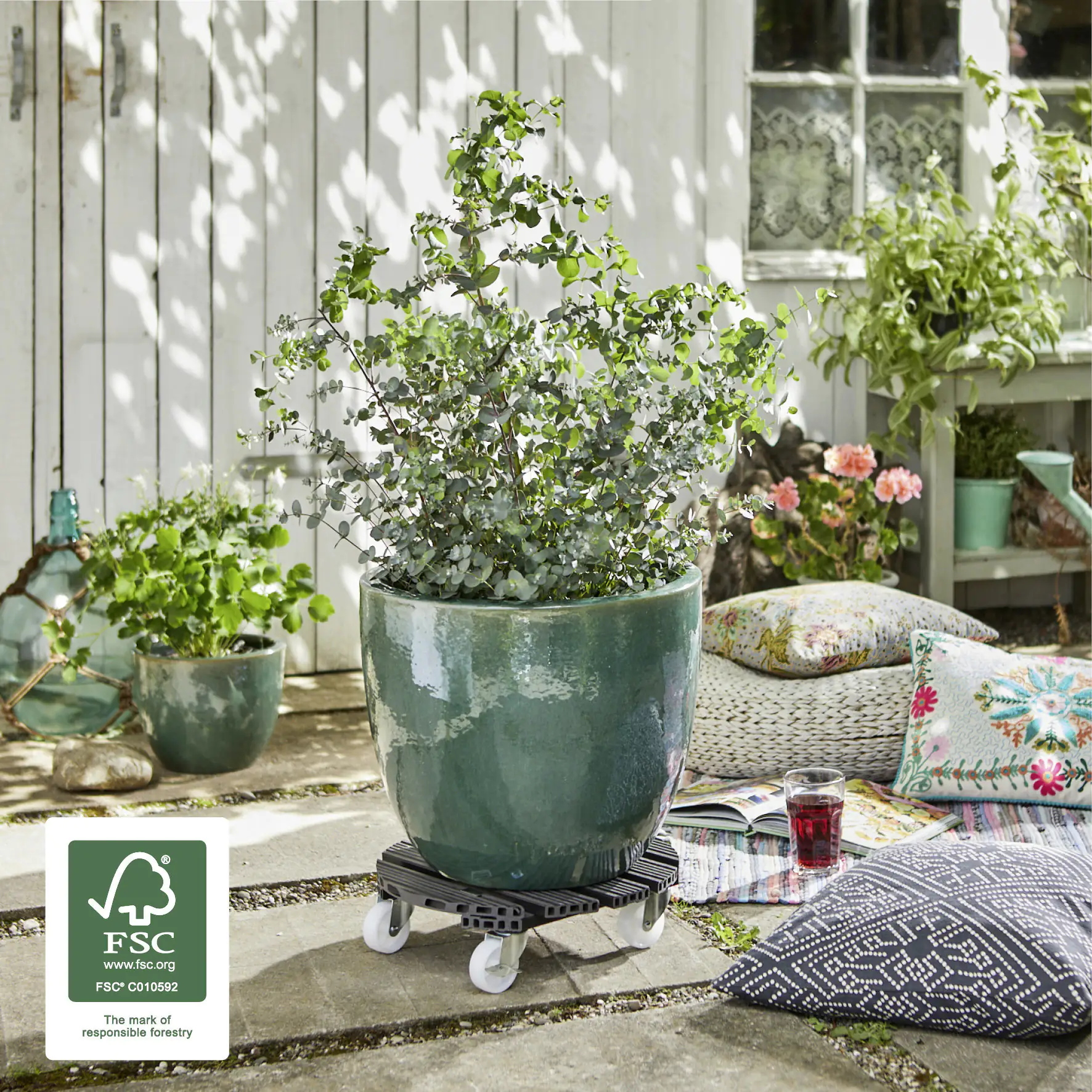 WAGNER Pflanzenroller WPC rund Ø 38,5 cm Tragkraft bis max. 150 kg