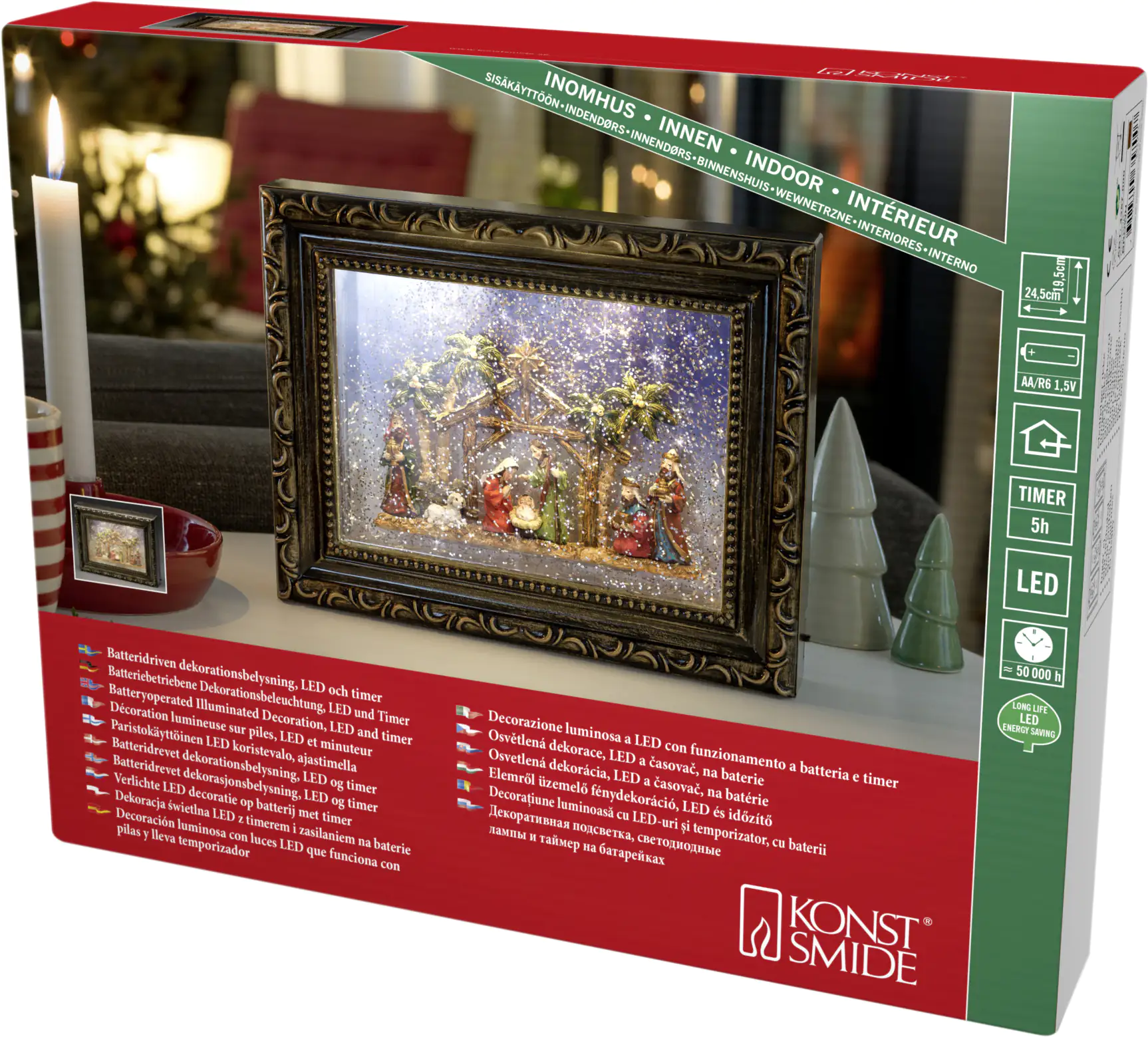 Konstsmide LED Bilderrahmen mit Krippe 24,5 x 5,5 x 19,5 cm