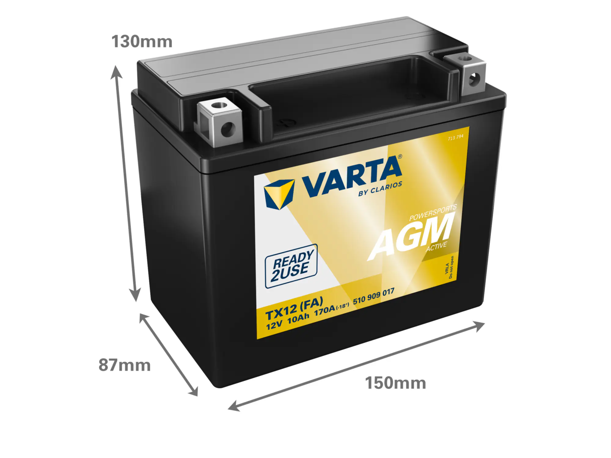 Varta AGM-Motorradbatterie TX12 FA 12V 10Ah 170A