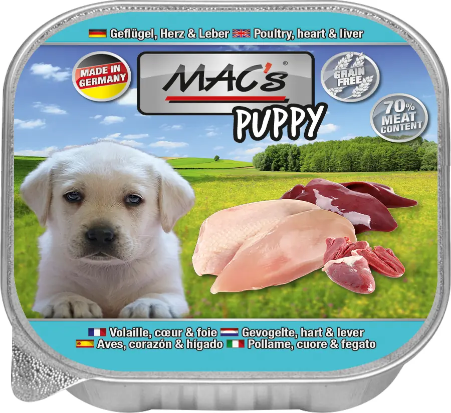 Macs Dog Puppy Hundenassfutter Junior getreidefrei 150 g Geflügel & Rind