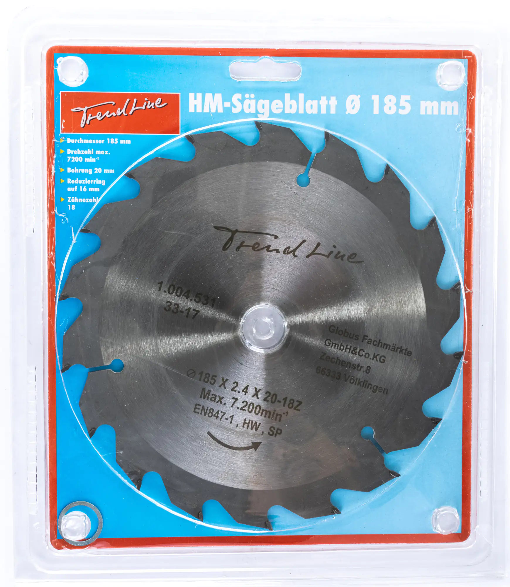 TrendLine HM-Kreissägeblatt Ø 185 mm Bohrung Ø 20 mm TrendLine HM-Kreissägeblatt Ø 185 mm Bohrung Ø 20 mm