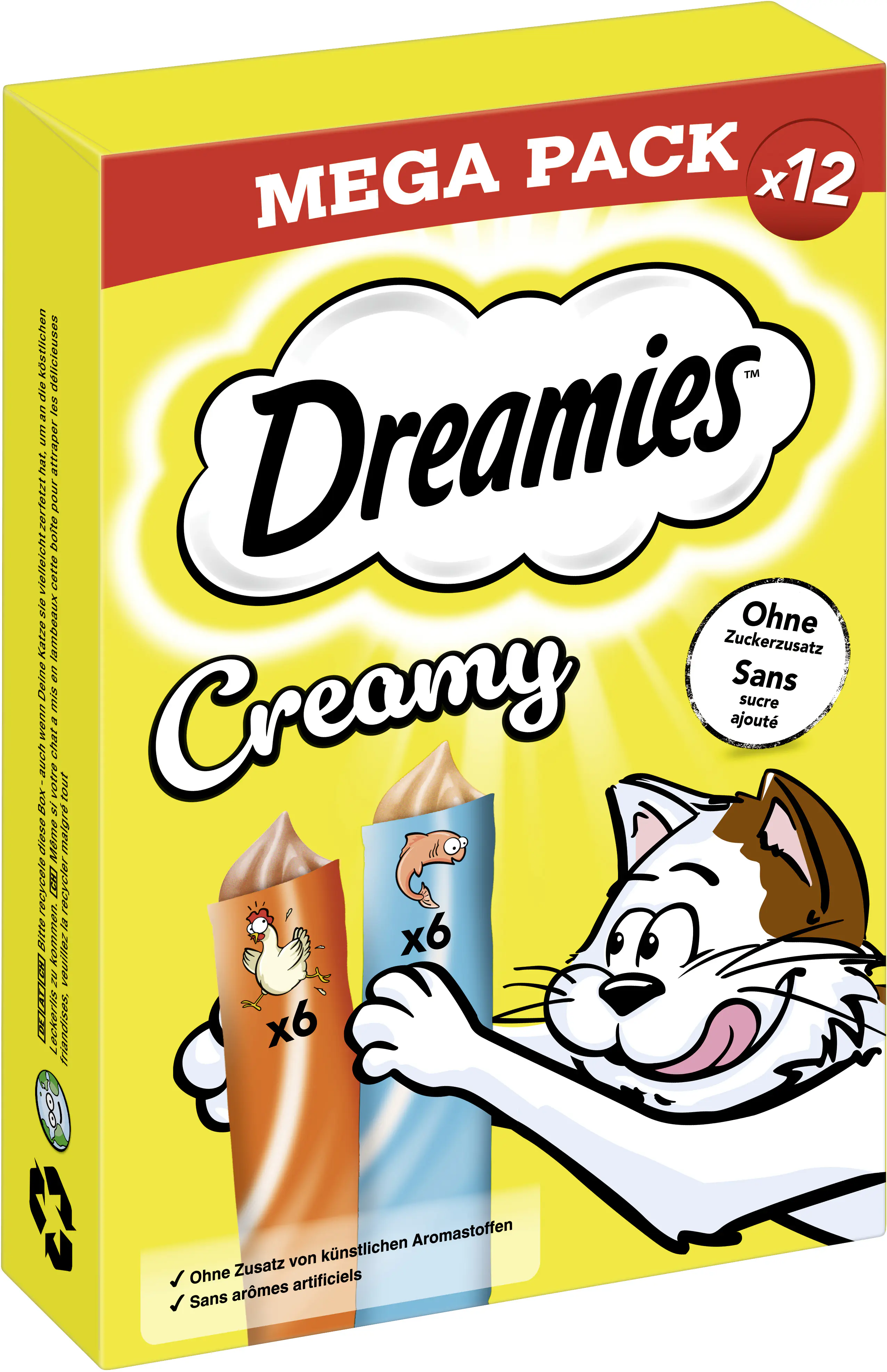 DREAMIES Creamy Katzensnack Adult 12 x 10 g Huhn & Lachs