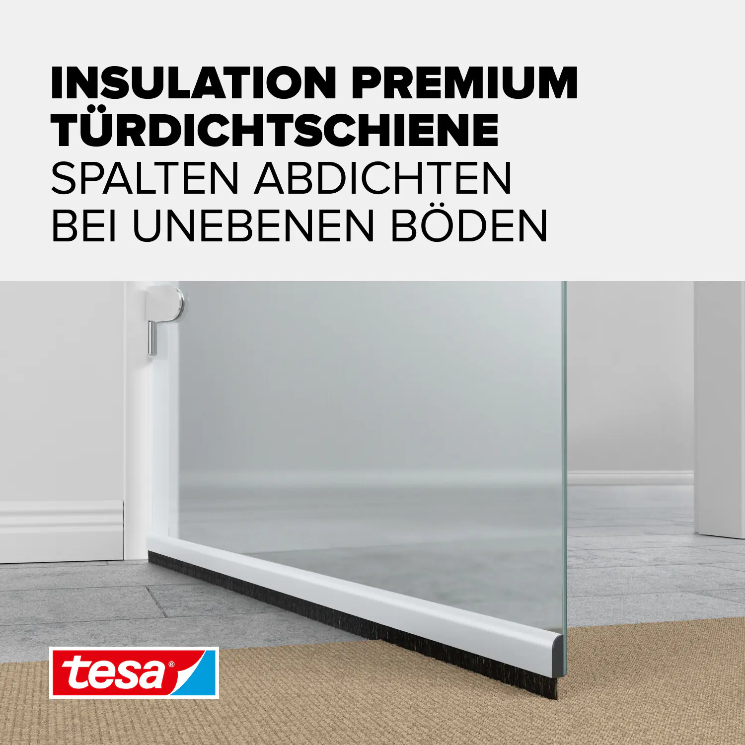 tesa Moll Türdichtschiene Comfort Alu, für unebene Böden, für Spalten bis 15 mm