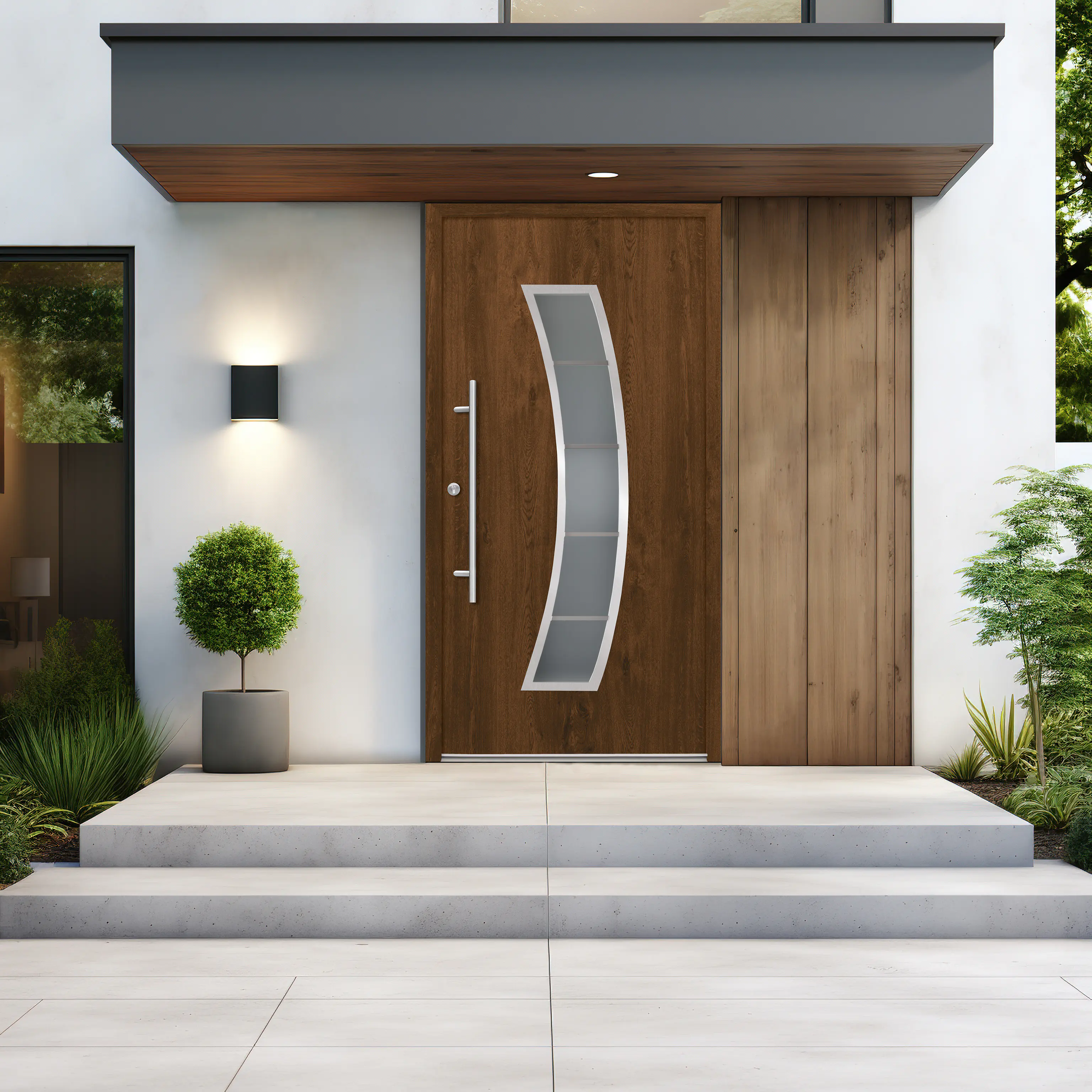 Splendoor Haustür Passivedoor Premium P14 Nussbaum DIN Links 110 x 210 cm