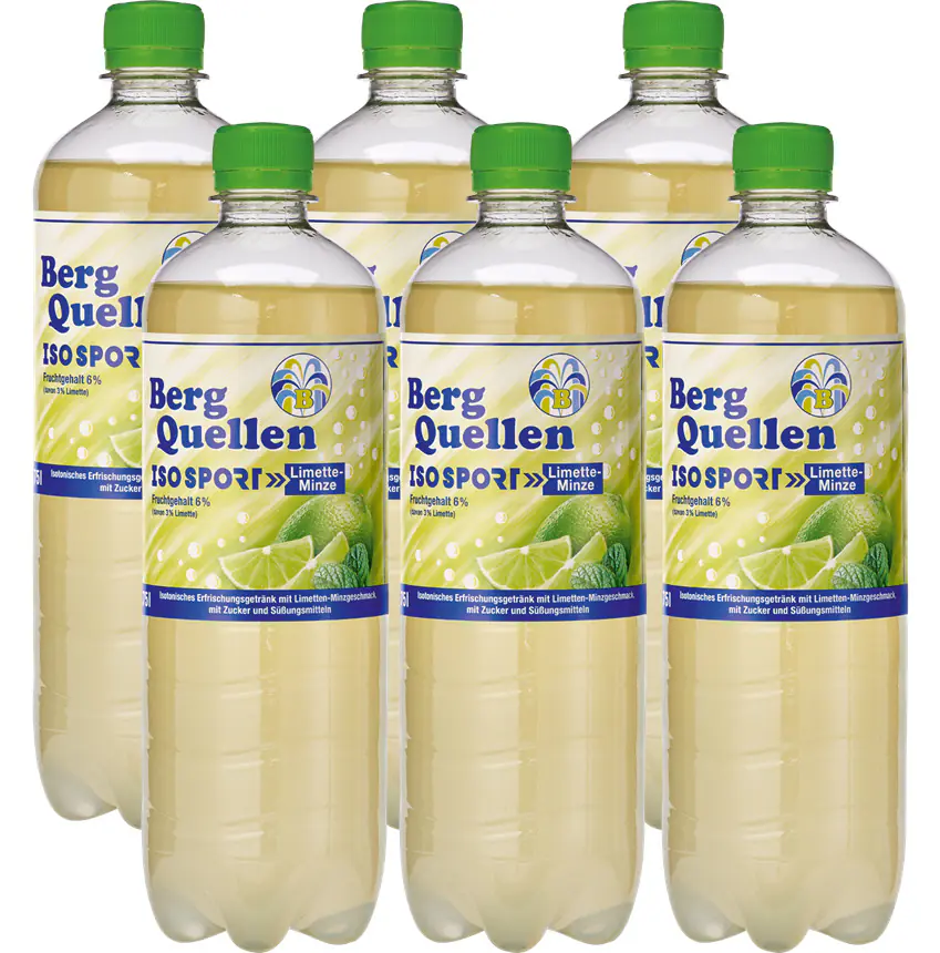 Bergquellen ISO Sportgertränk Limette-Minze 6x 0,5 l PET