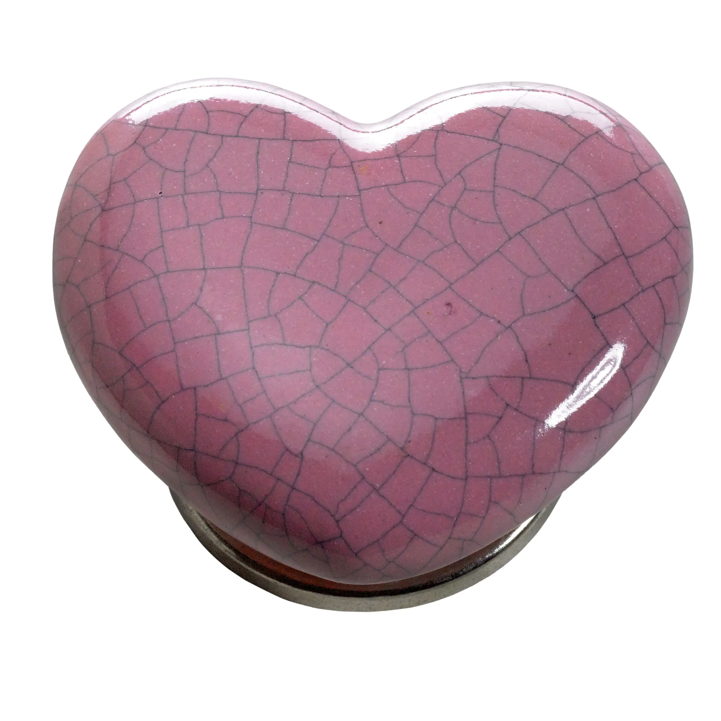 Hettich Möbelknopf Keramik pink herzförmig 38,0 x 45,0 mm - 1 Stück