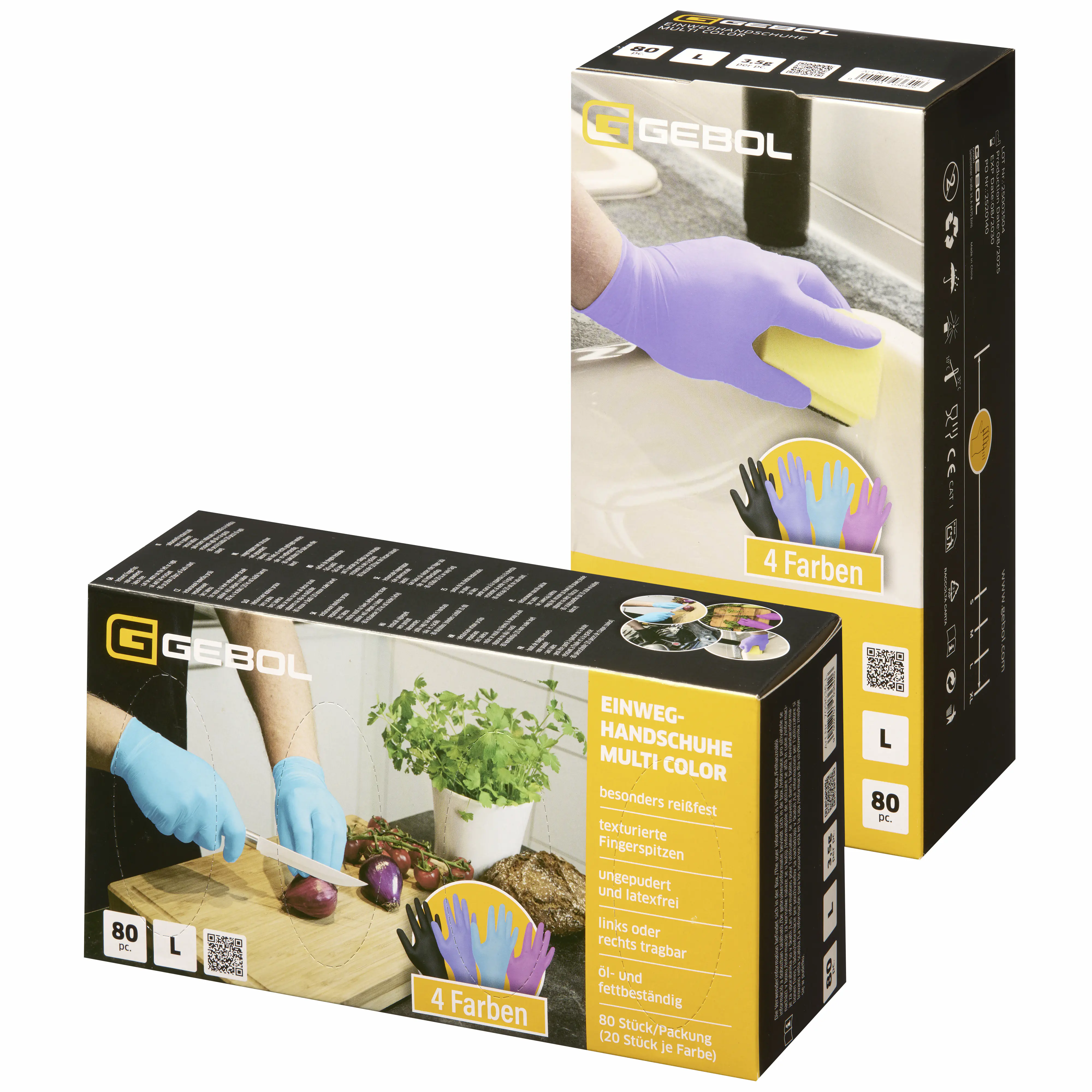 Gebol Einweghandschuhe ungepudert Gr. M Multi Color 80 Stück