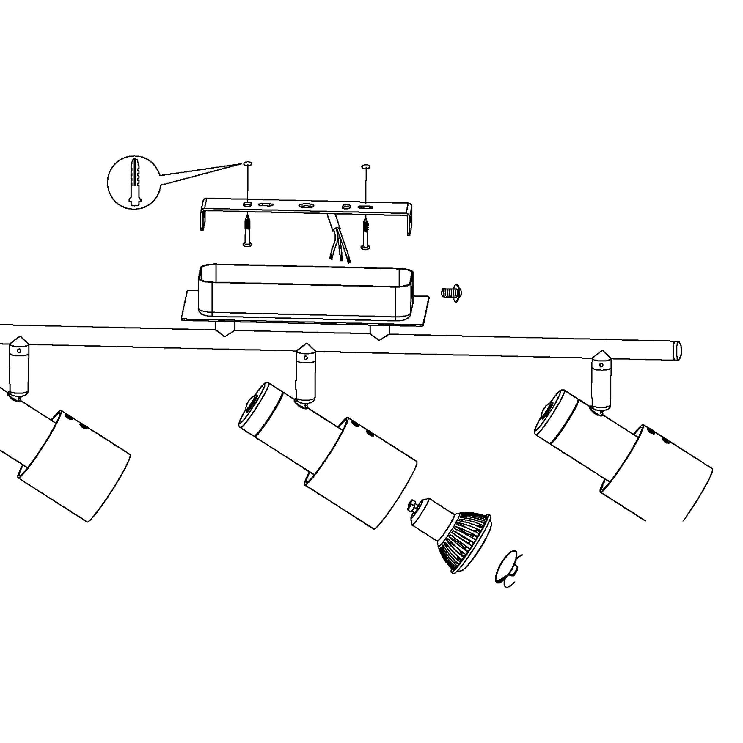 Eglo 3er Spot Davida 1 nickel-nero 58 x 7 cm GU10, warmweiß