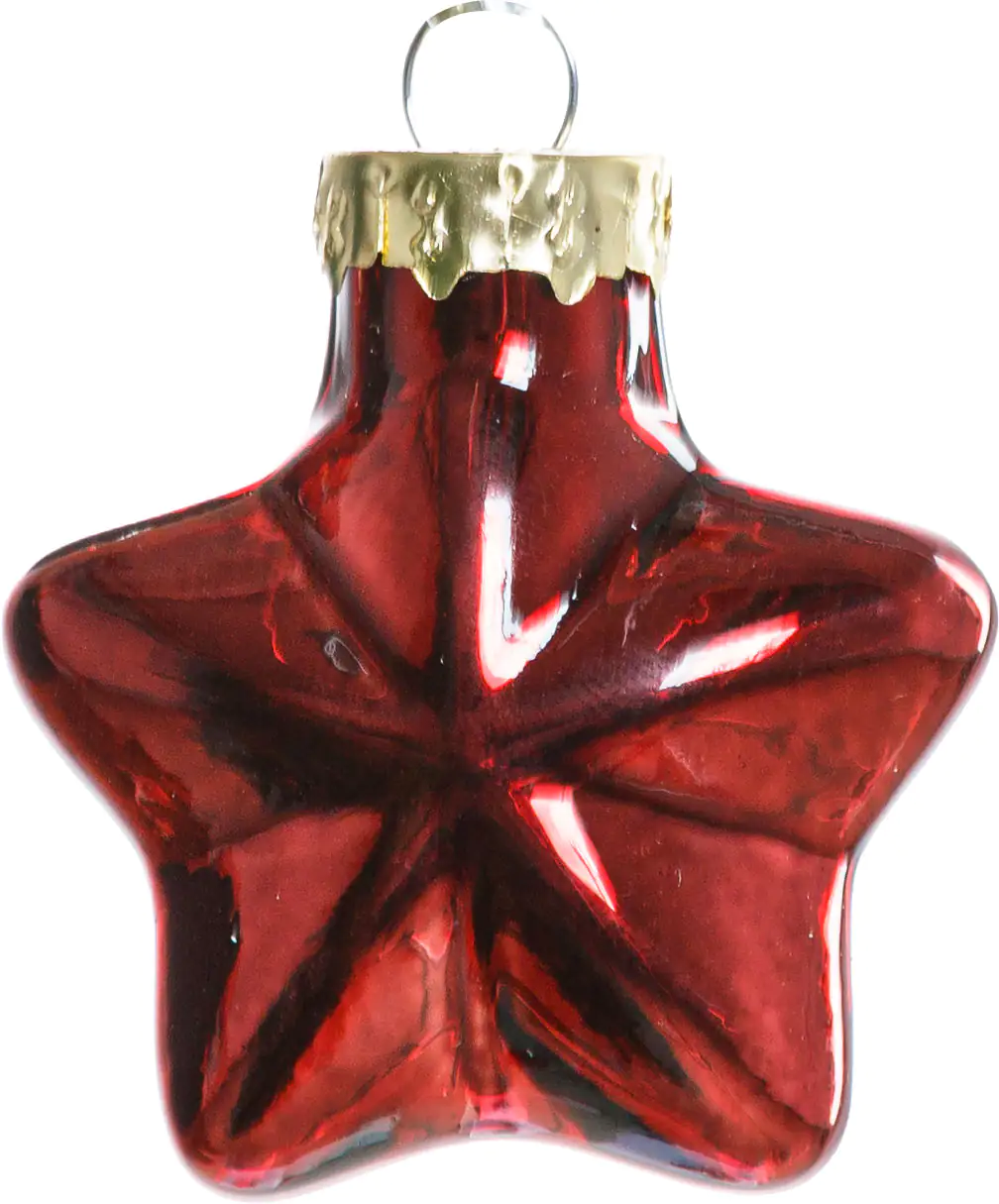 2076601538677_02 TrendLine Weihnachtskugeln Glas-Sterne 4 cm ochsenblut 12 Stück