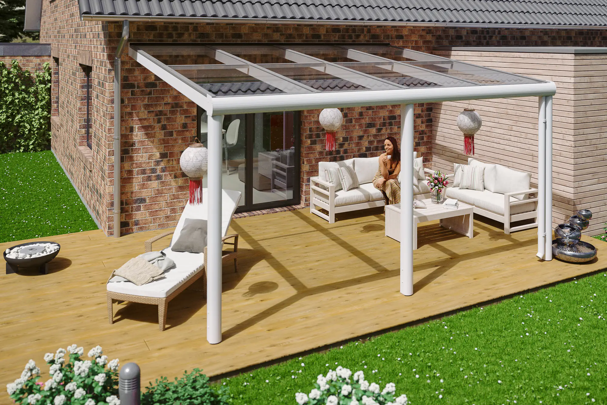 SKAN HOLZ Terrassenüberdachung Monza 434 x 257 cm Aluminium Weiß SKAN HOLZ Terrassenüberdachung Monza 434 x 257 cm Aluminium Weiß