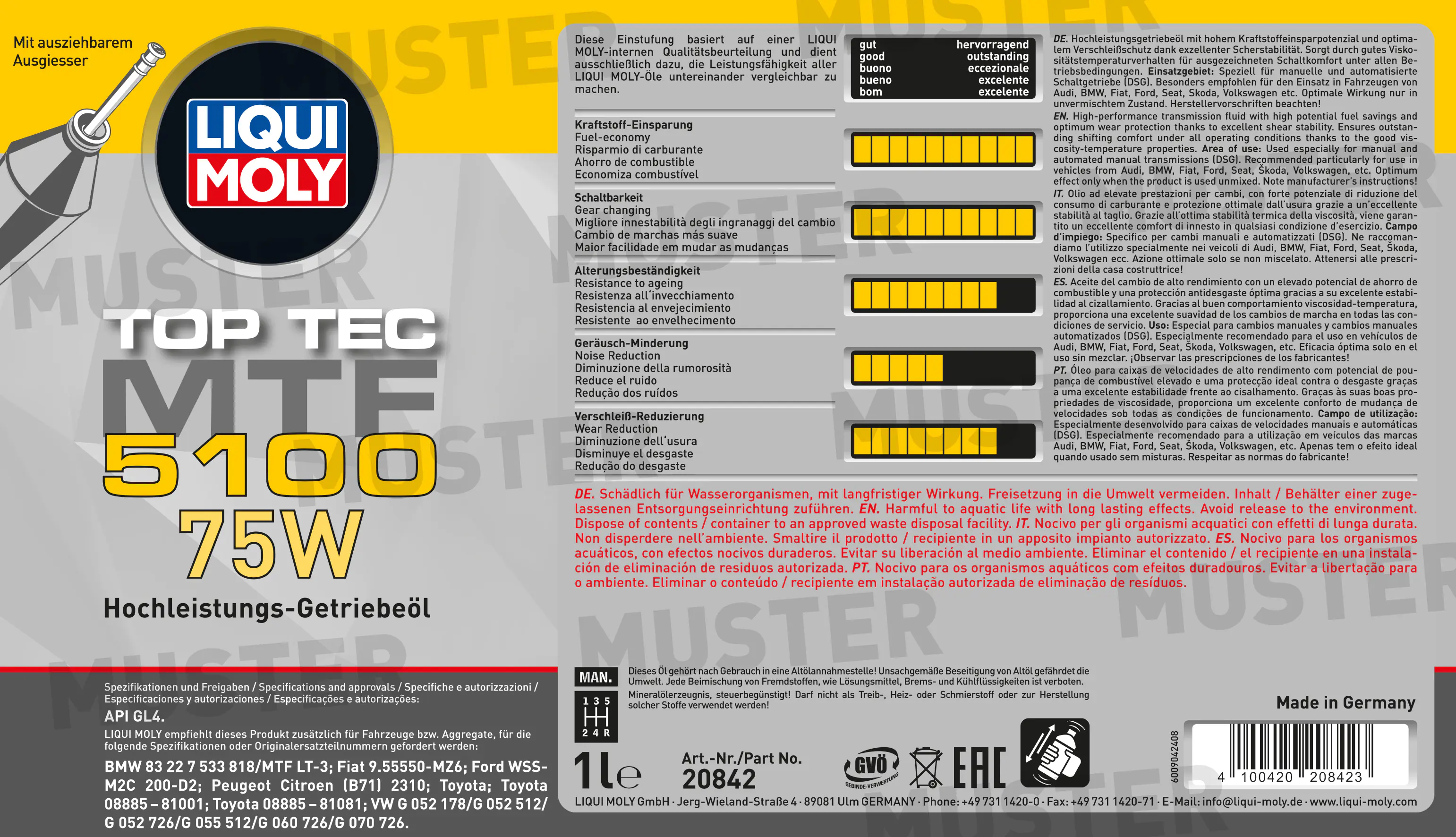 Liqui Moly Getriebeöl Top Tec MTF 5100 75W 1 L