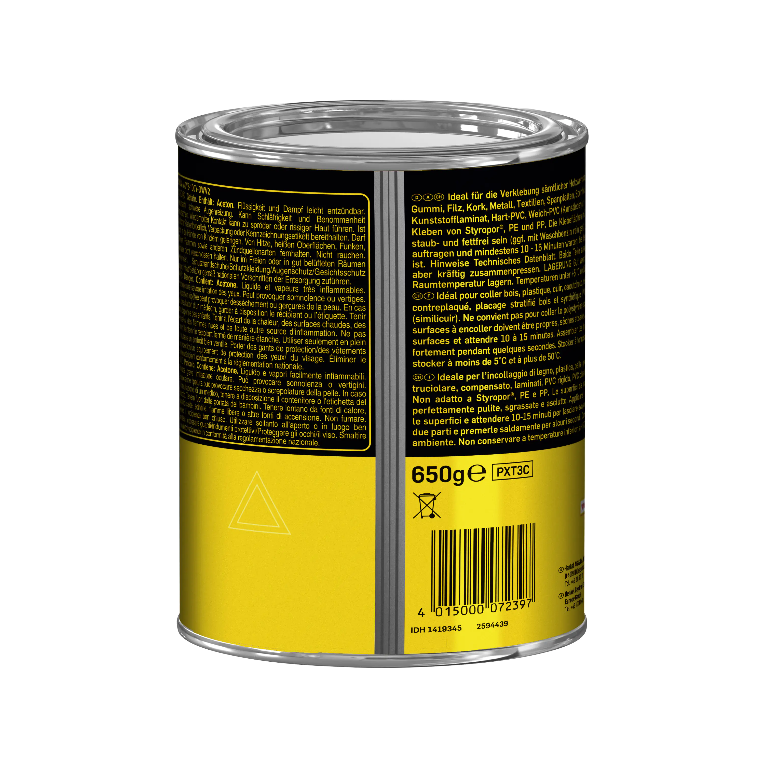 Pattex Kraftkleber Transparent 650 g Dose, transparent Pattex Kraftkleber Transparent 650 g Dose, transparent