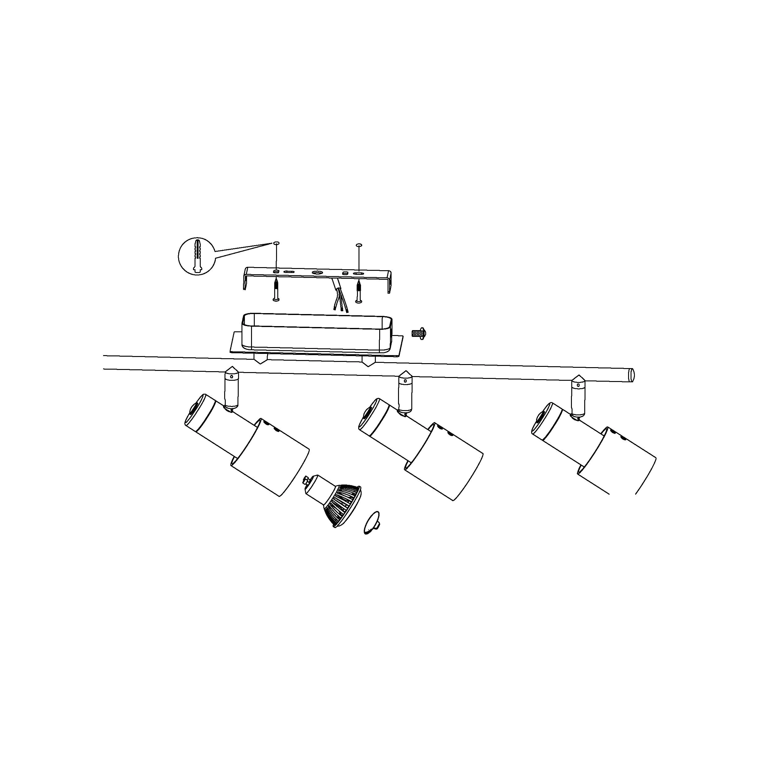 Eglo 4er Spot Davida 1 nickel-nero 78 x 7 cm GU10, warmweiß