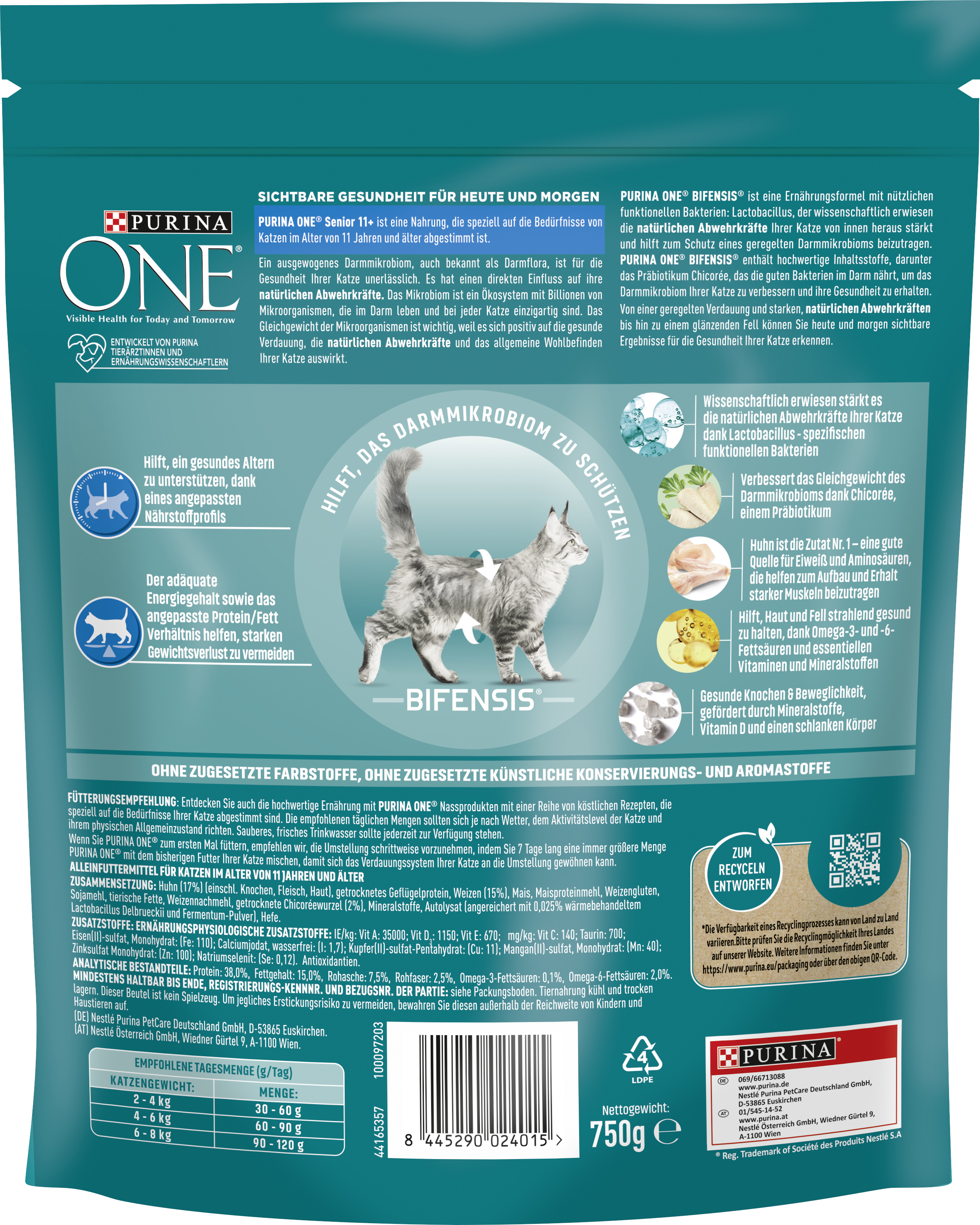 Purina ONE Senior 11+ reich an Huhn und Vollkorn-Getreide 750 g