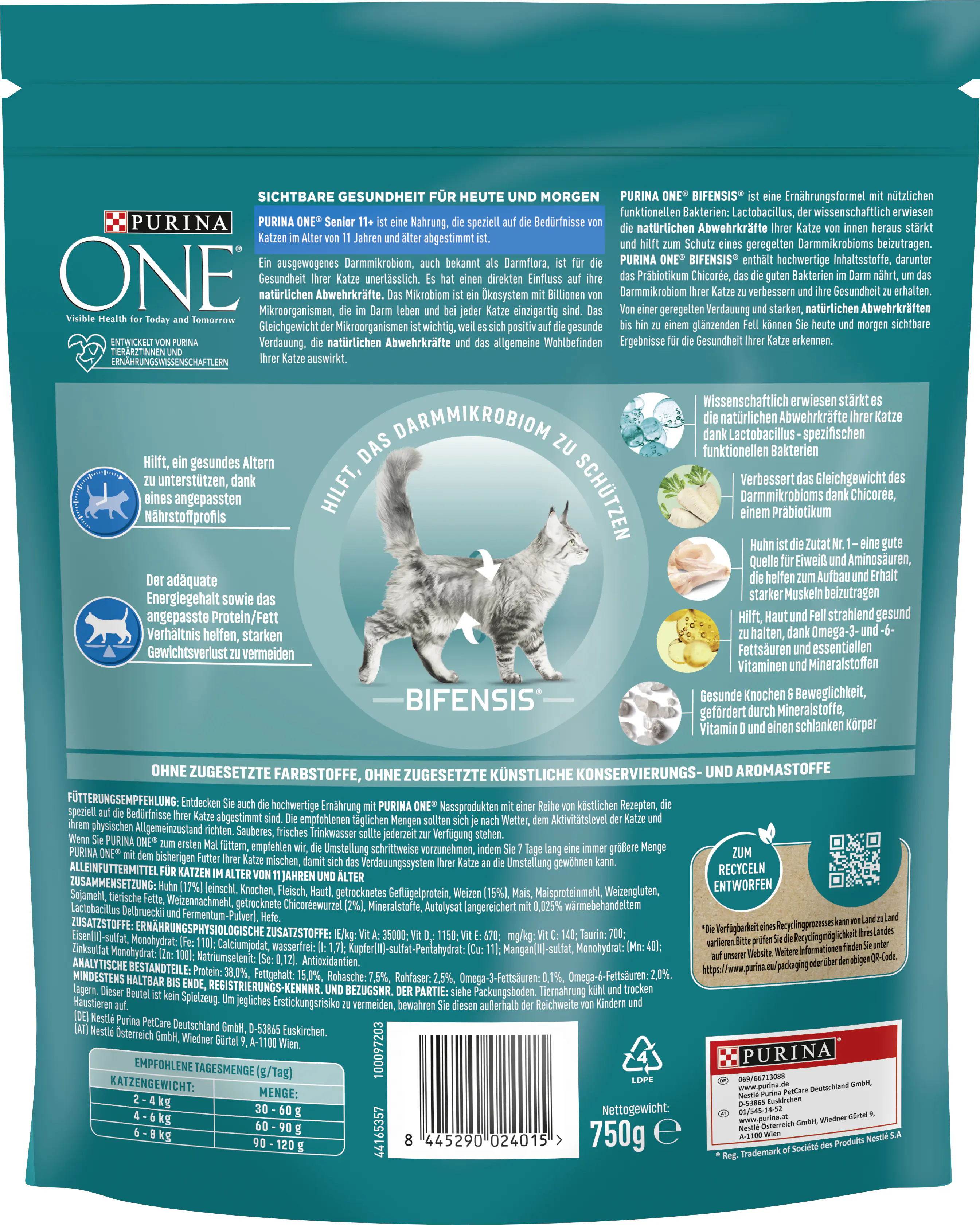 Purina ONE Senior 11+ reich an Huhn und Vollkorn-Getreide 750 g