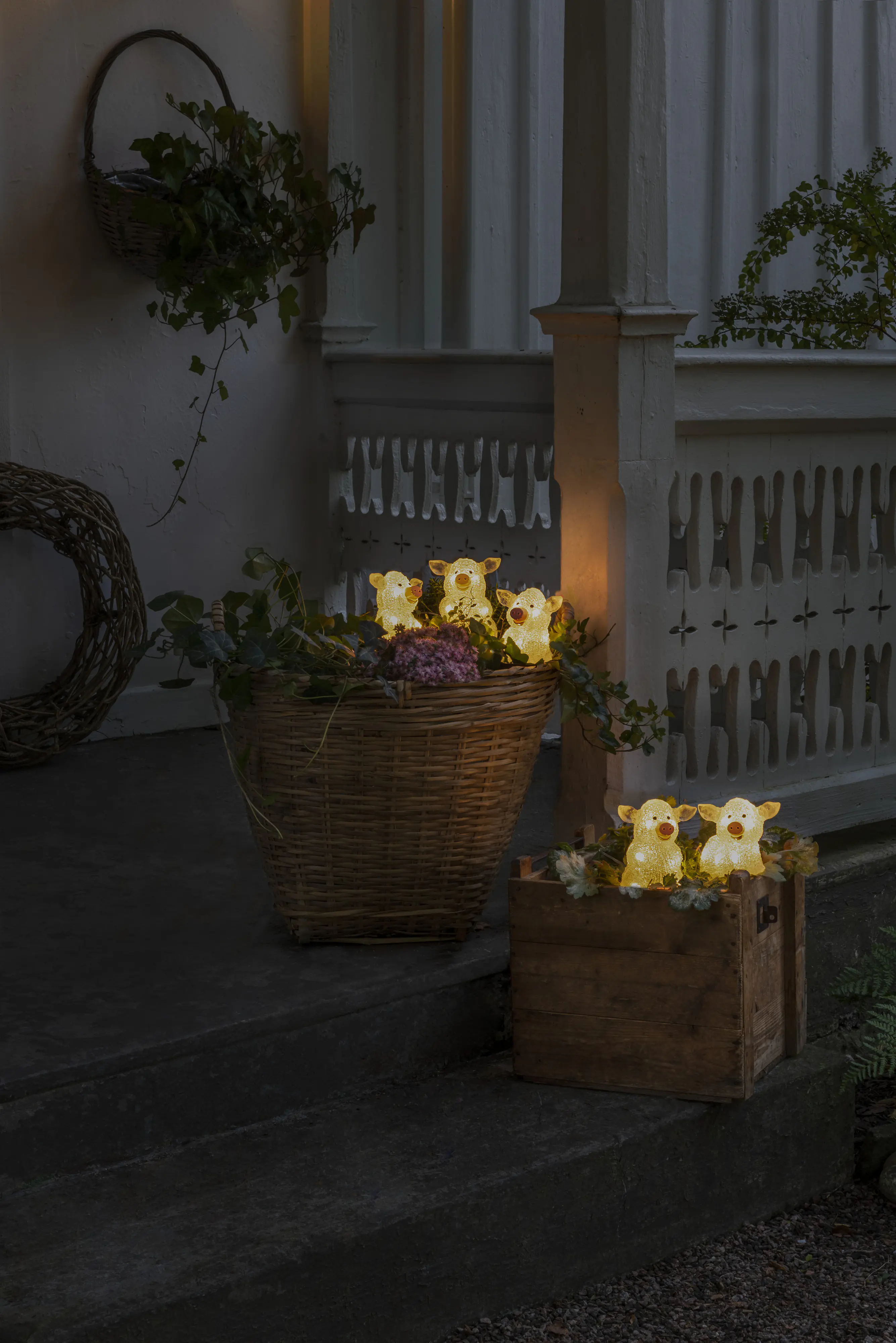 Konstsmide LED Weihnachtsdeko Schweine 40 Dioden 5er Set warmweiß