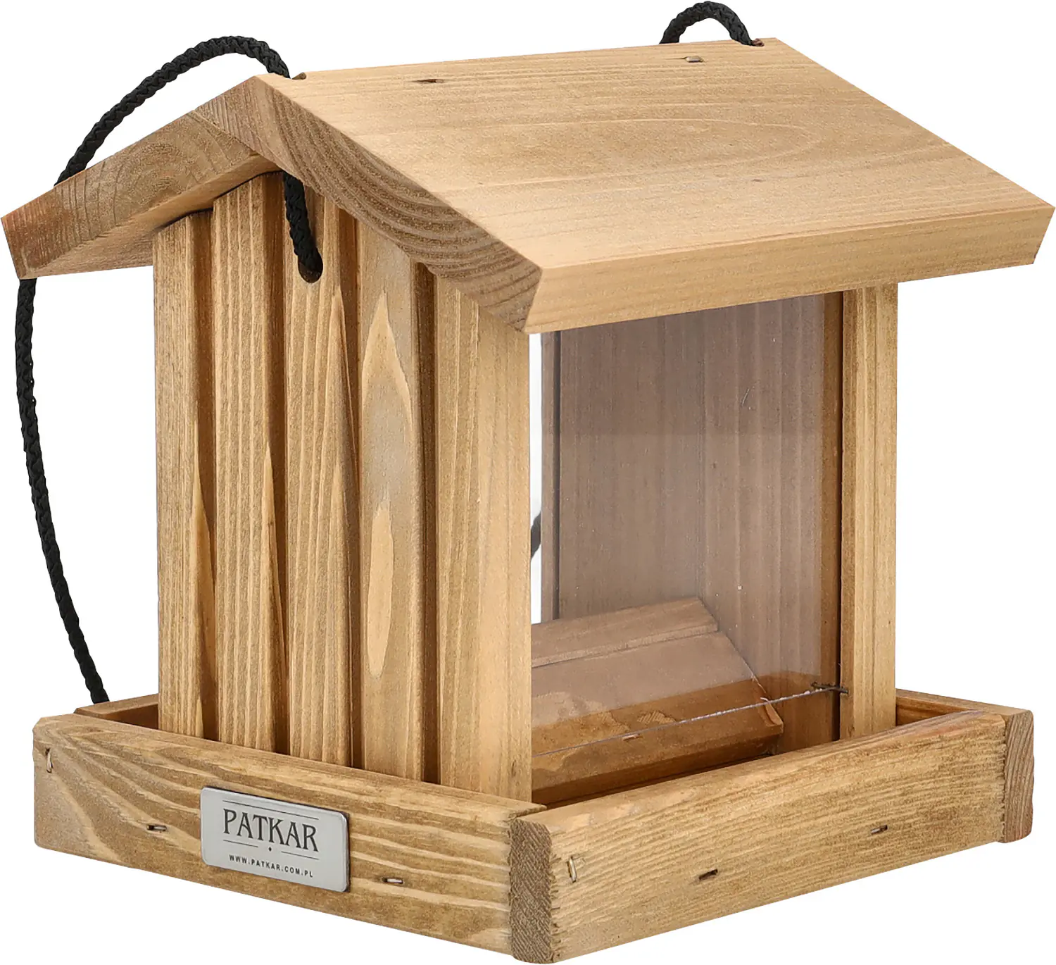 Patkar Vogelfutterhaus Kiefernholz mit Futtersilo 18 x 17 x 17 cm braun