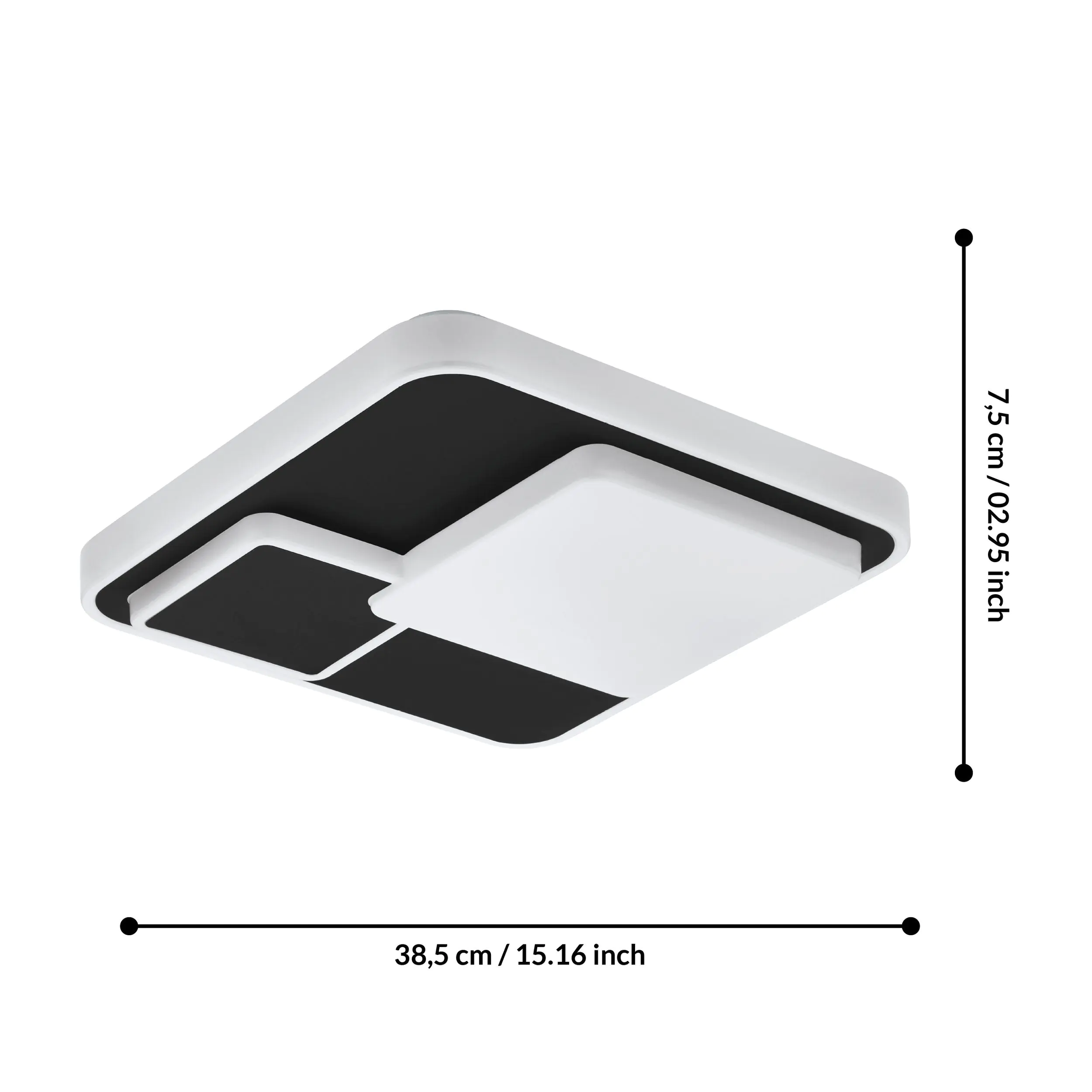 Eglo LED Deckenleuchte Lepreso weiß-schwarz 38,5 x 38,5 cm warmweiß