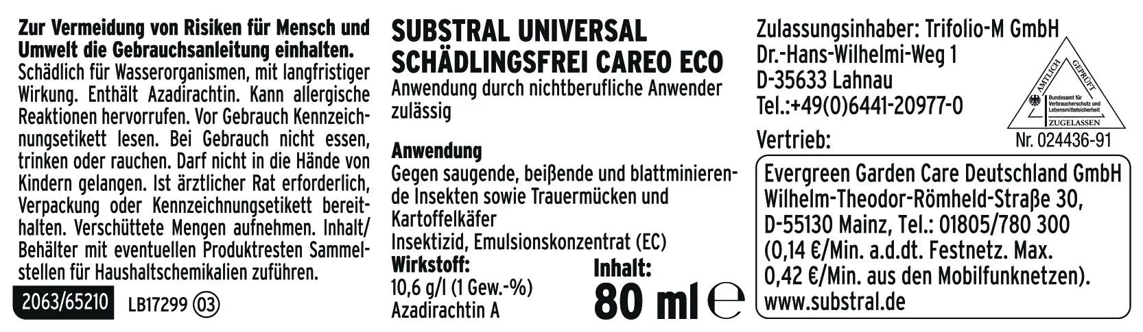 Substral Universal Schädlingsfrei Careo ECO 80 ml Substral Universal Schädlingsfrei Careo ECO 80 ml