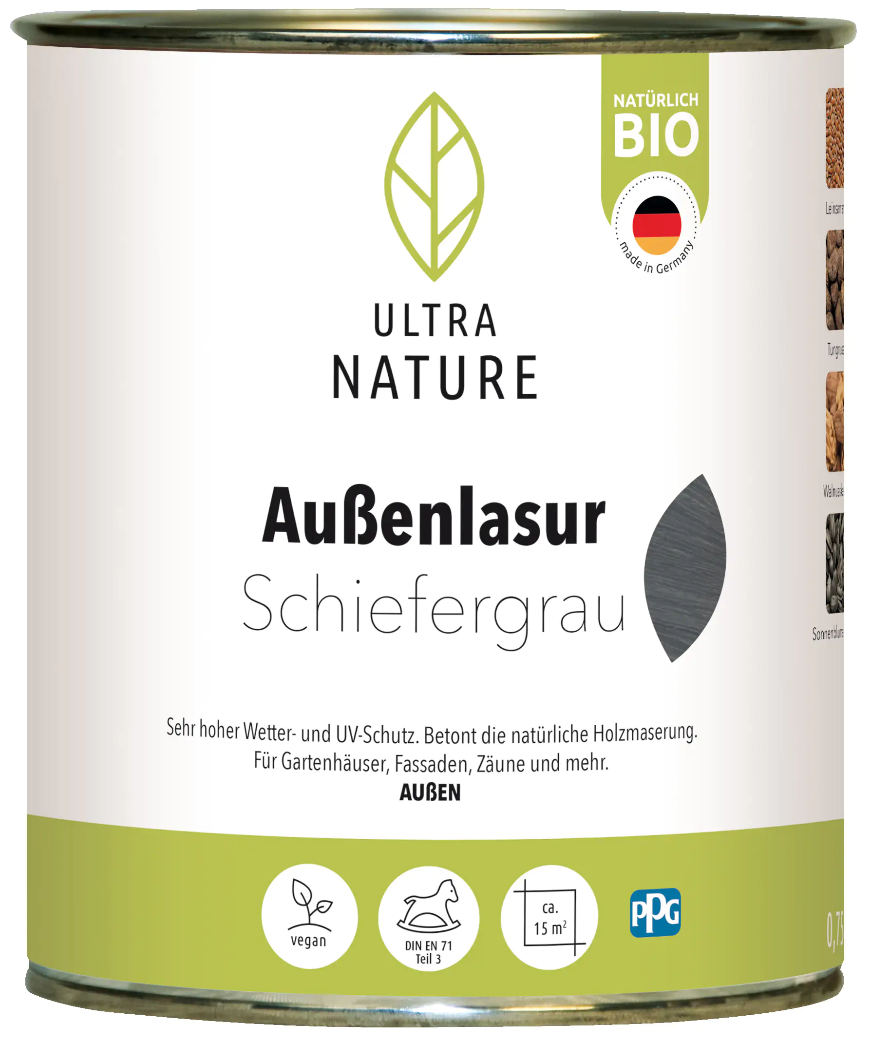 4250100475444 Ultra Nature Außenlasur 750 ml schiefergrau
