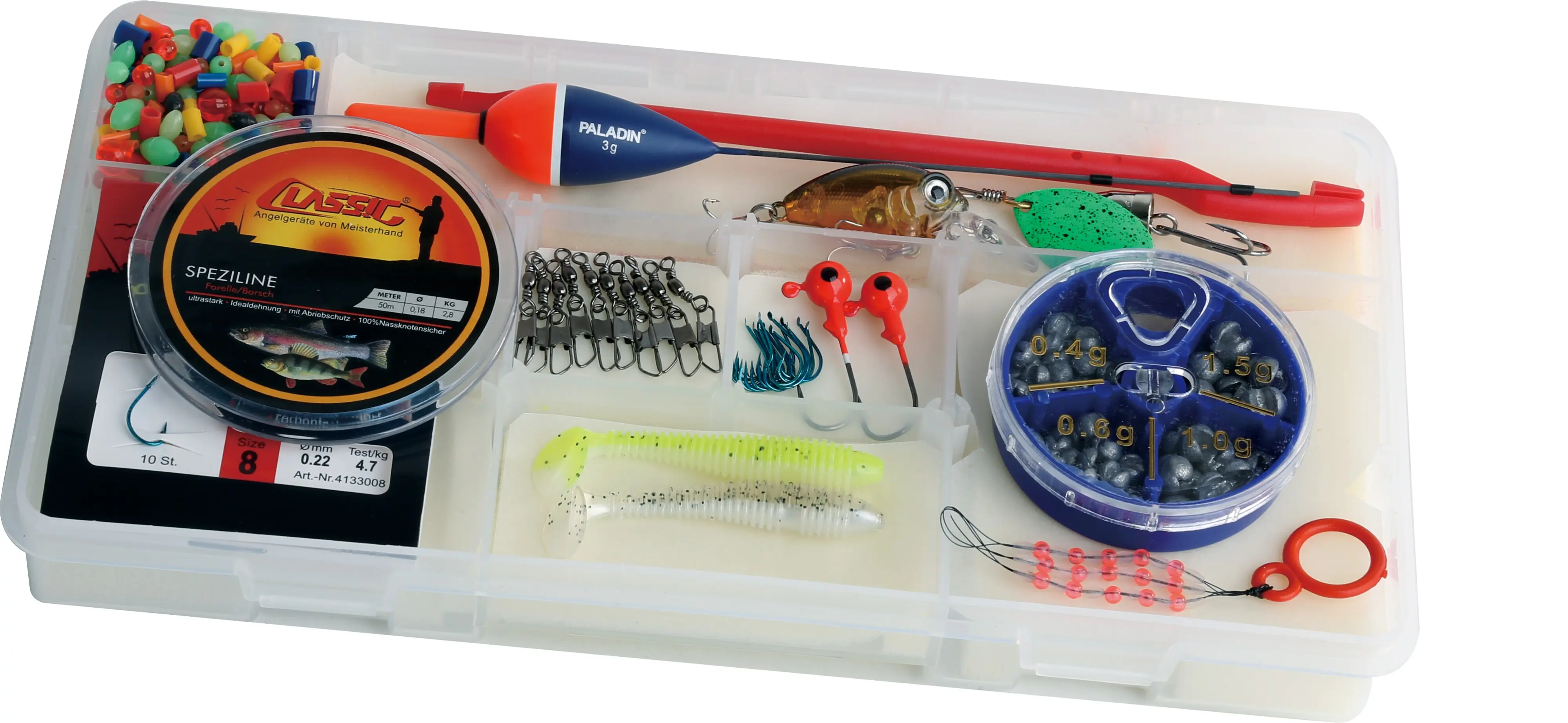 Paladin Angelbox Köder für Forelle und Barsch 100-teilig