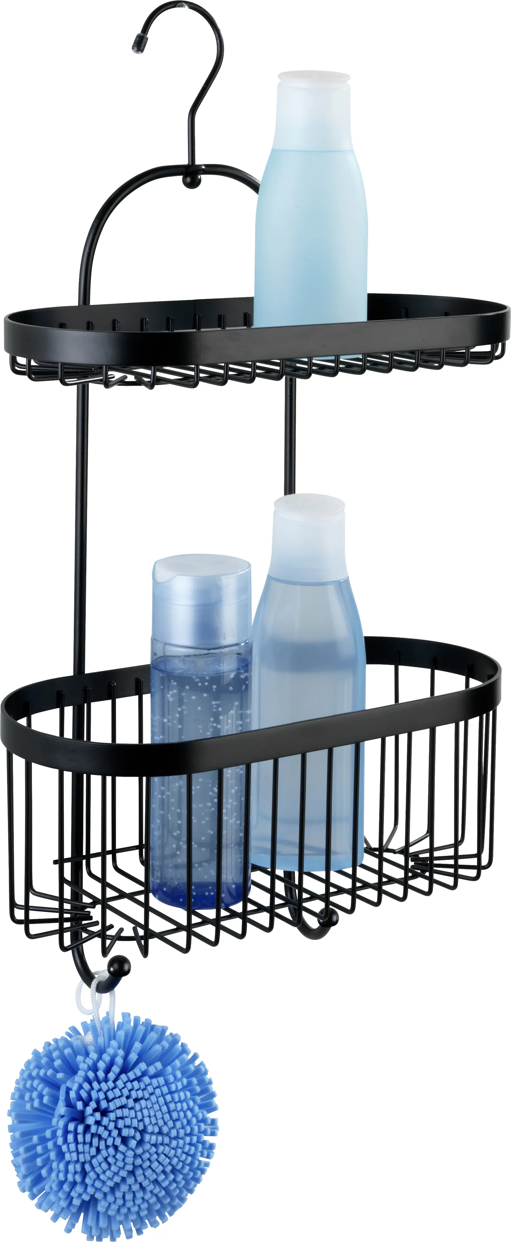 Wenko Duschkorb Bad-Caddy Classic Plus Black, 2 Ablagen und Haken