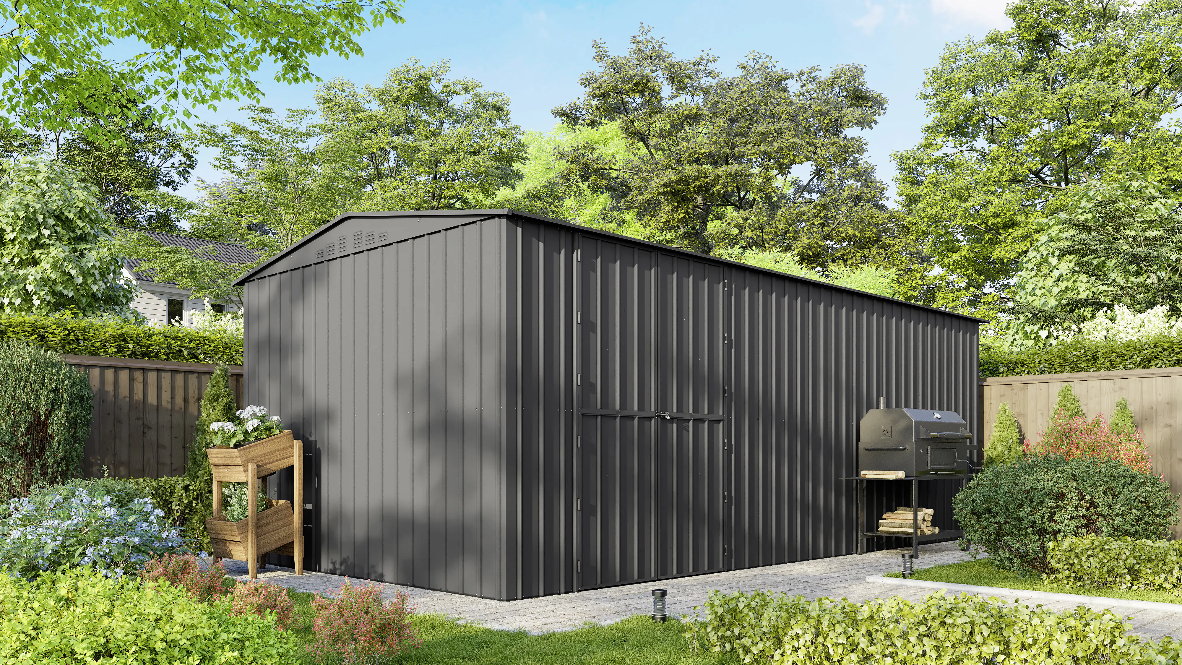 Globel Erweiterungsmodul Metallgerätehaus Worker 125 x 308 x 225 cm anth.