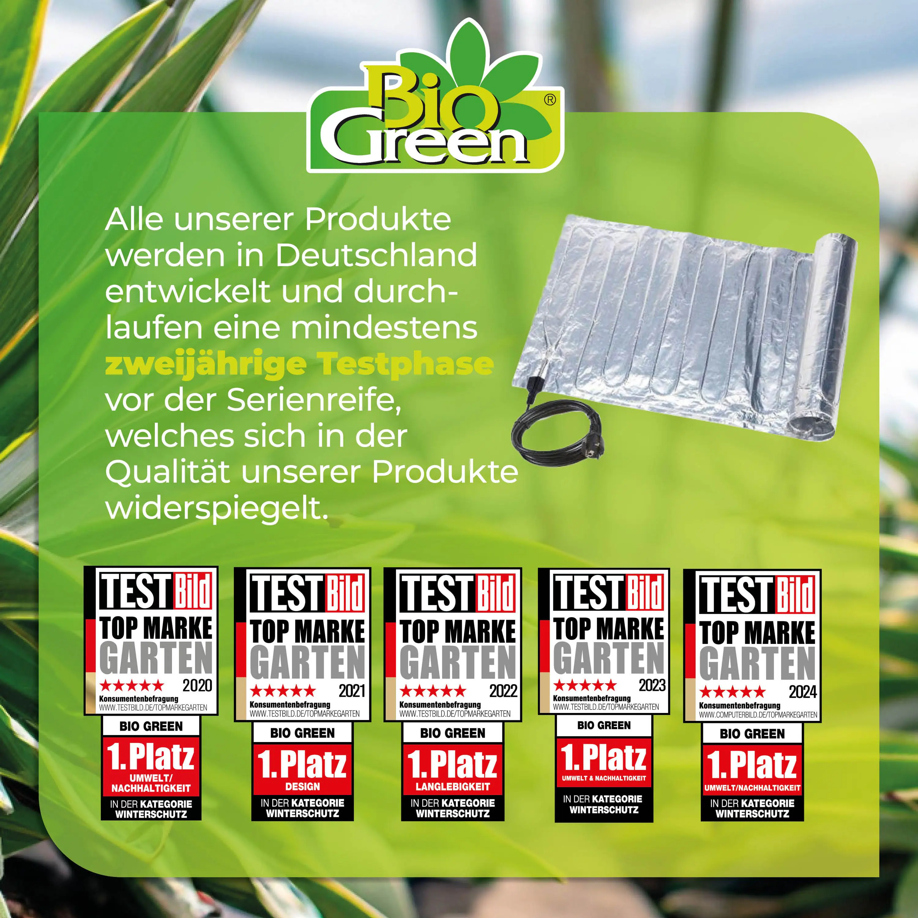 BioGreen Heizmatte als Anzuchtbooster für Pflanzen Sahara 100 x 100 cm 150 W inkl. Thermostat