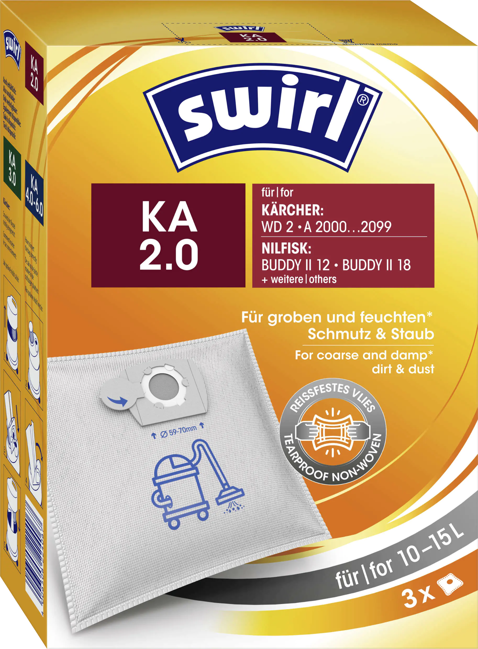 Swirl KÄ 2 Staubbeutel für Nass-Trockensauger, Kärcher/Nilfisk 3 Stück Swirl KÄ 2 Staubbeutel für Nass-Trockensauger, Kärcher/Nilfisk 3 Stück