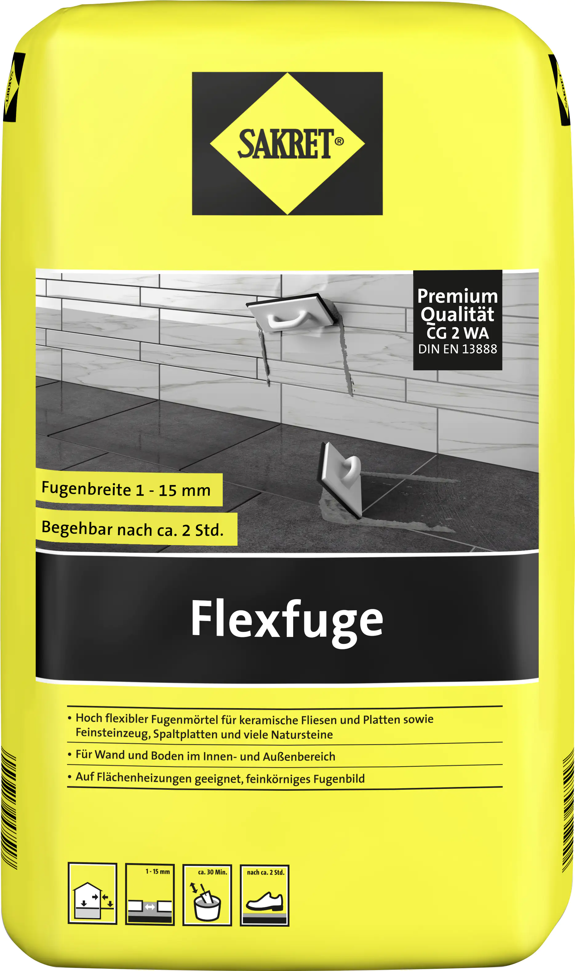 SAKRET Flexfuge 1 - 15 mm dunkelgrau 15 kg