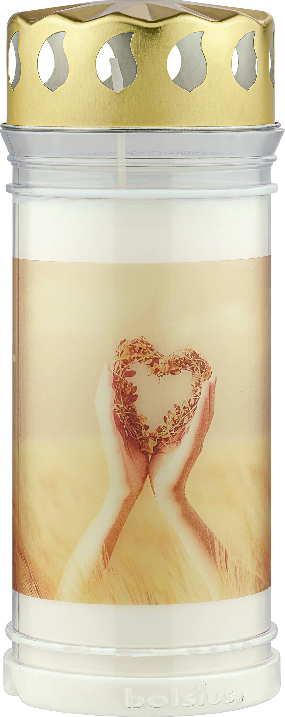 Bolsius Grablicht Nr. 5 Kranz weiß mit Deckel