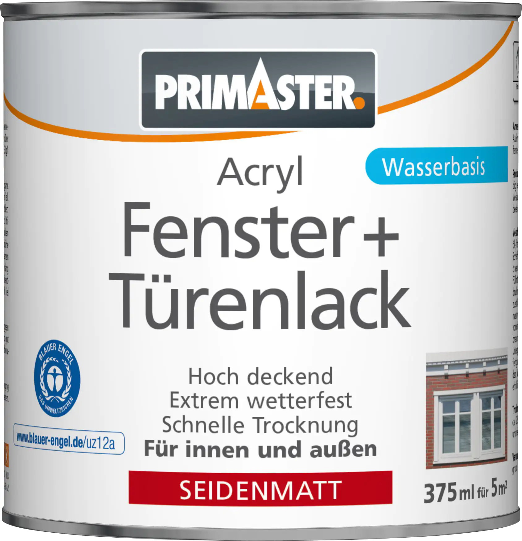 Primaster Acryl Fenster- und Türenlack 375 ml weiß seidenmatt