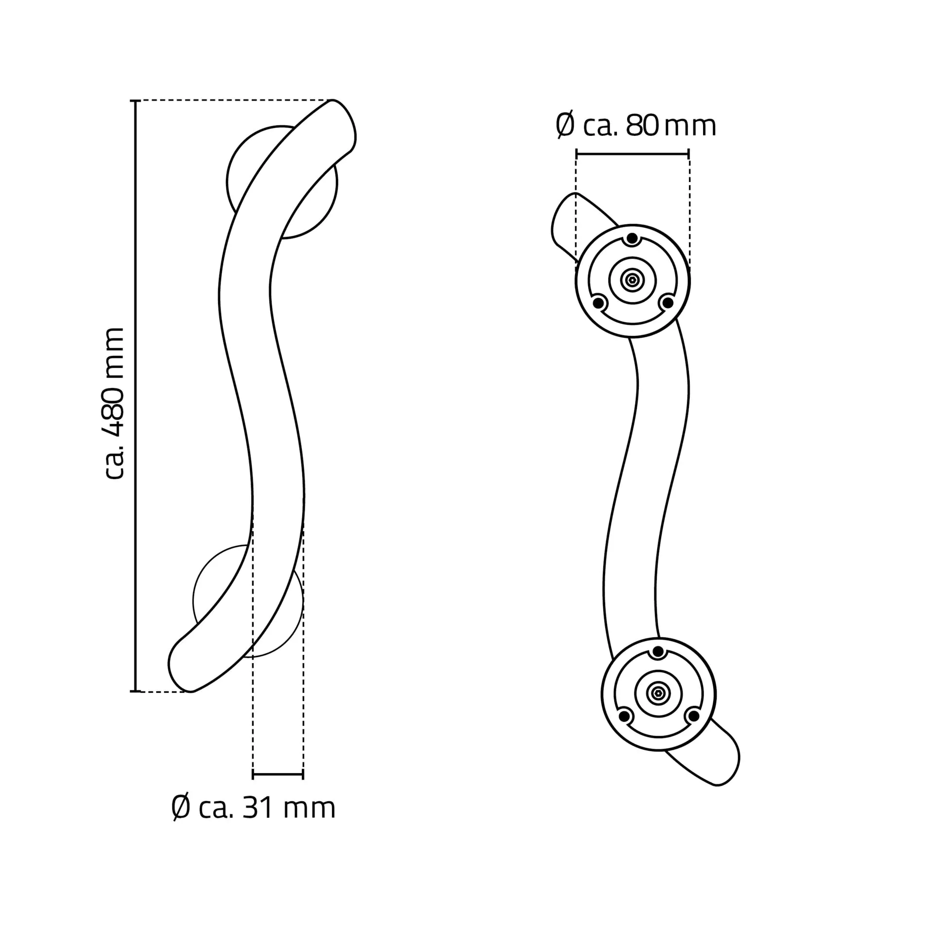 Ridder Haltegriff Art M, chromfarben glänzend, geschwungen, Edelstahl Ridder Haltegriff Art M, chromfarben glänzend, geschwungen, Edelstahl