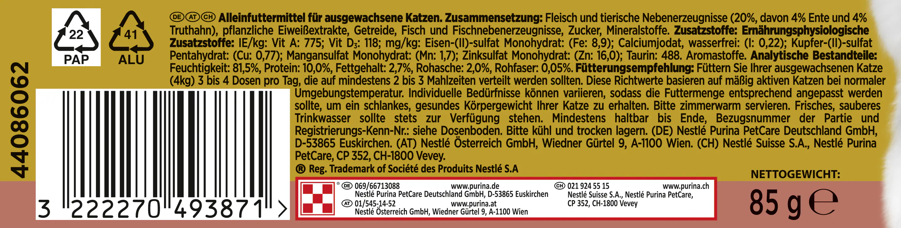 Gourmet Gold Feine Komposition mit Ente und Truthahn 85 g