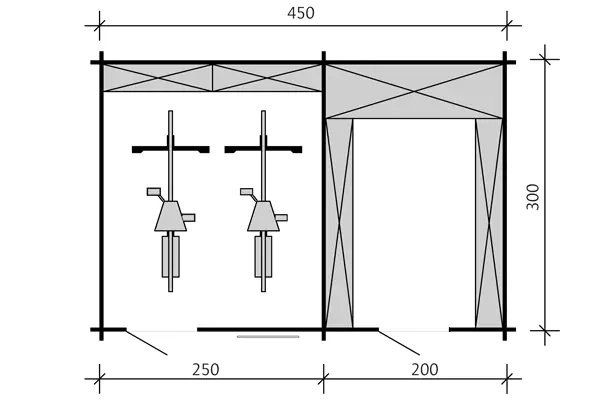 SKAN HOLZ Freizeithaus Lausanne 450 x 300 cm natur mit Fußboden