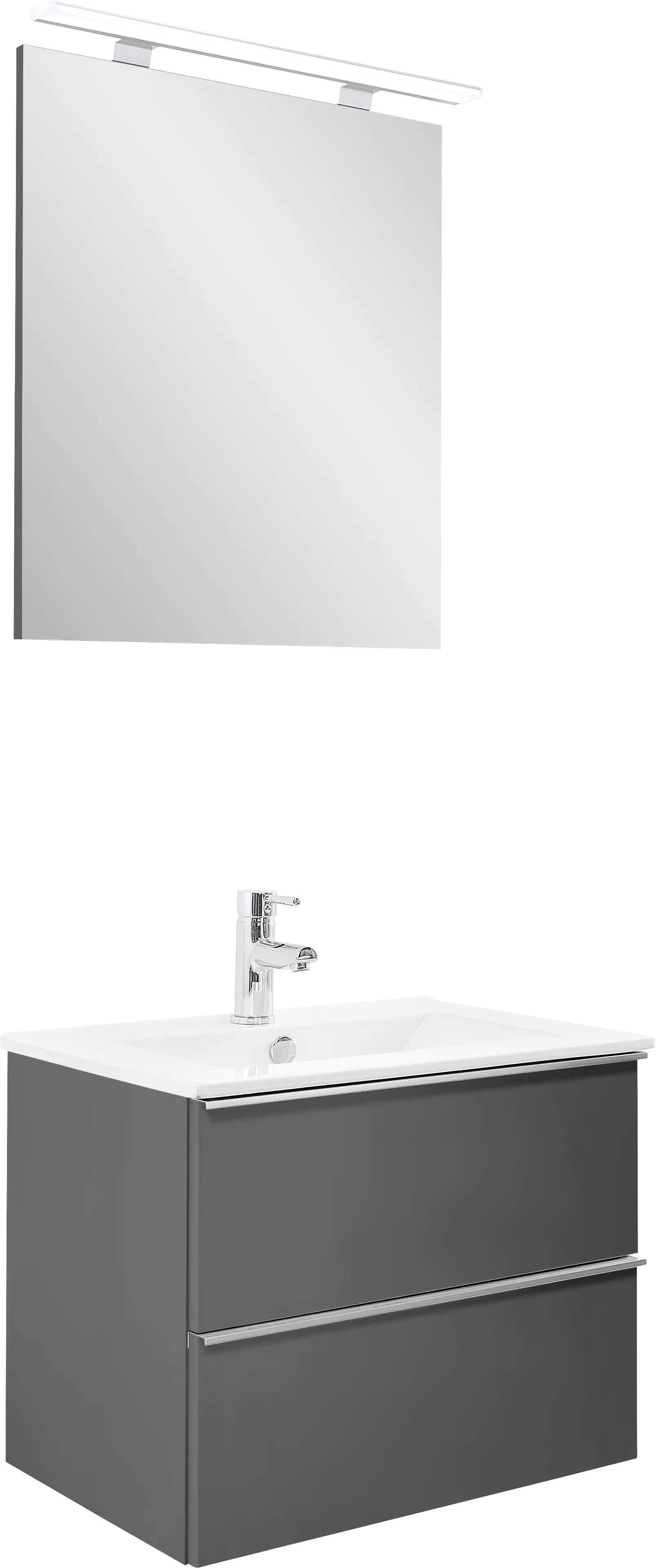 Primaster Bad-Set Düsseldorf grau 61 cm LED-Leuchten, Keramikwaschtisch