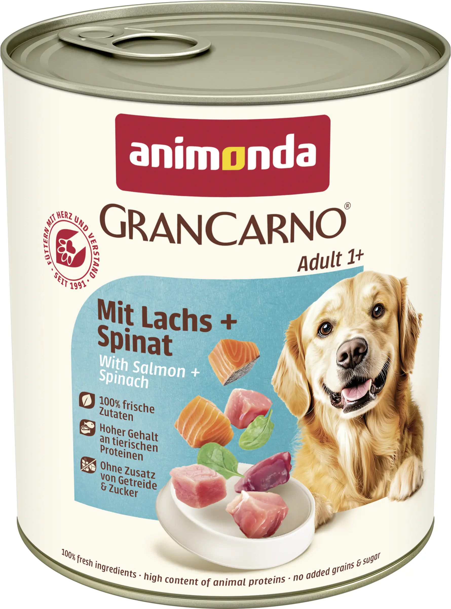 Animonda GranCarno Hundenassfutter Adult getreidefrei 800 g Lachs & Spinat