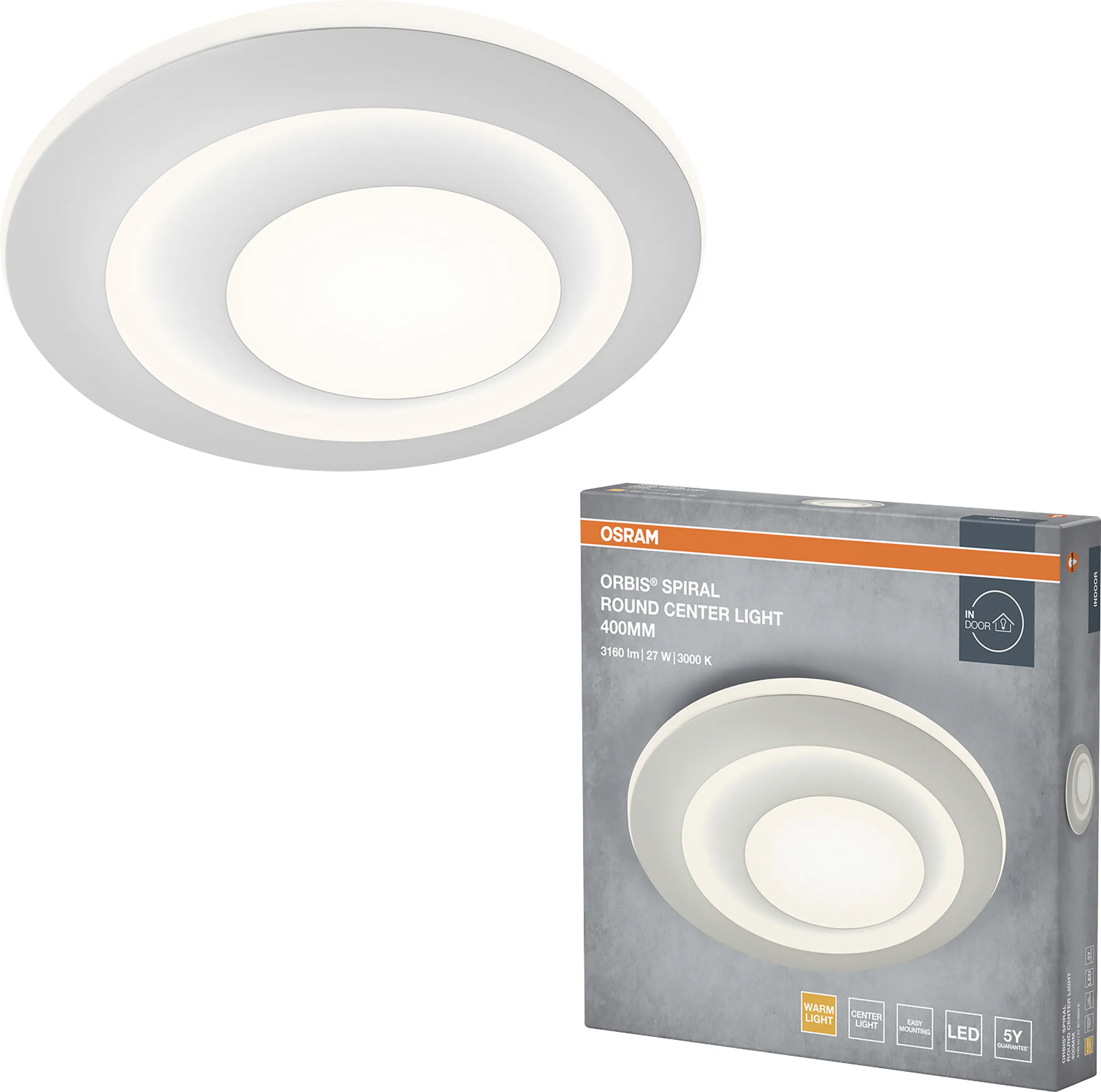 Osram LED Deckenleuchte Orbis Spiral Round weiß Ø 40 cm 27 W 