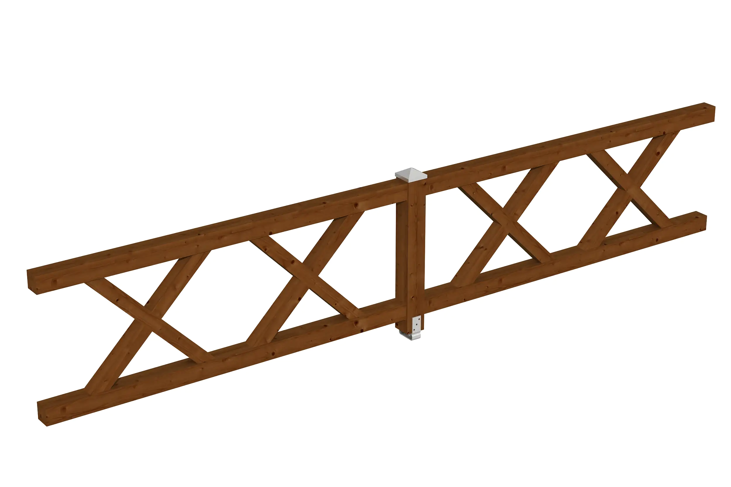 SKAN HOLZ Brüstung Andreaskreuz 465 x 84 cm, Fichte, lasiert in Nussbaum