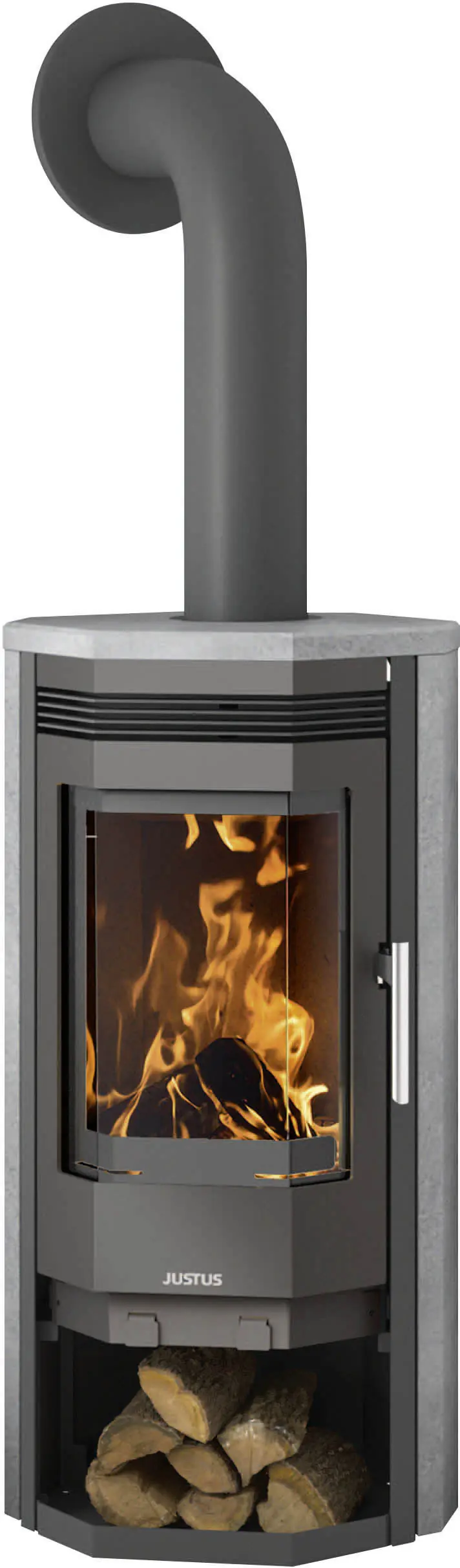 Justus Kaminofen Usedom 5 II Speckstein Korpus Stahl gussgrau 5,5 kW