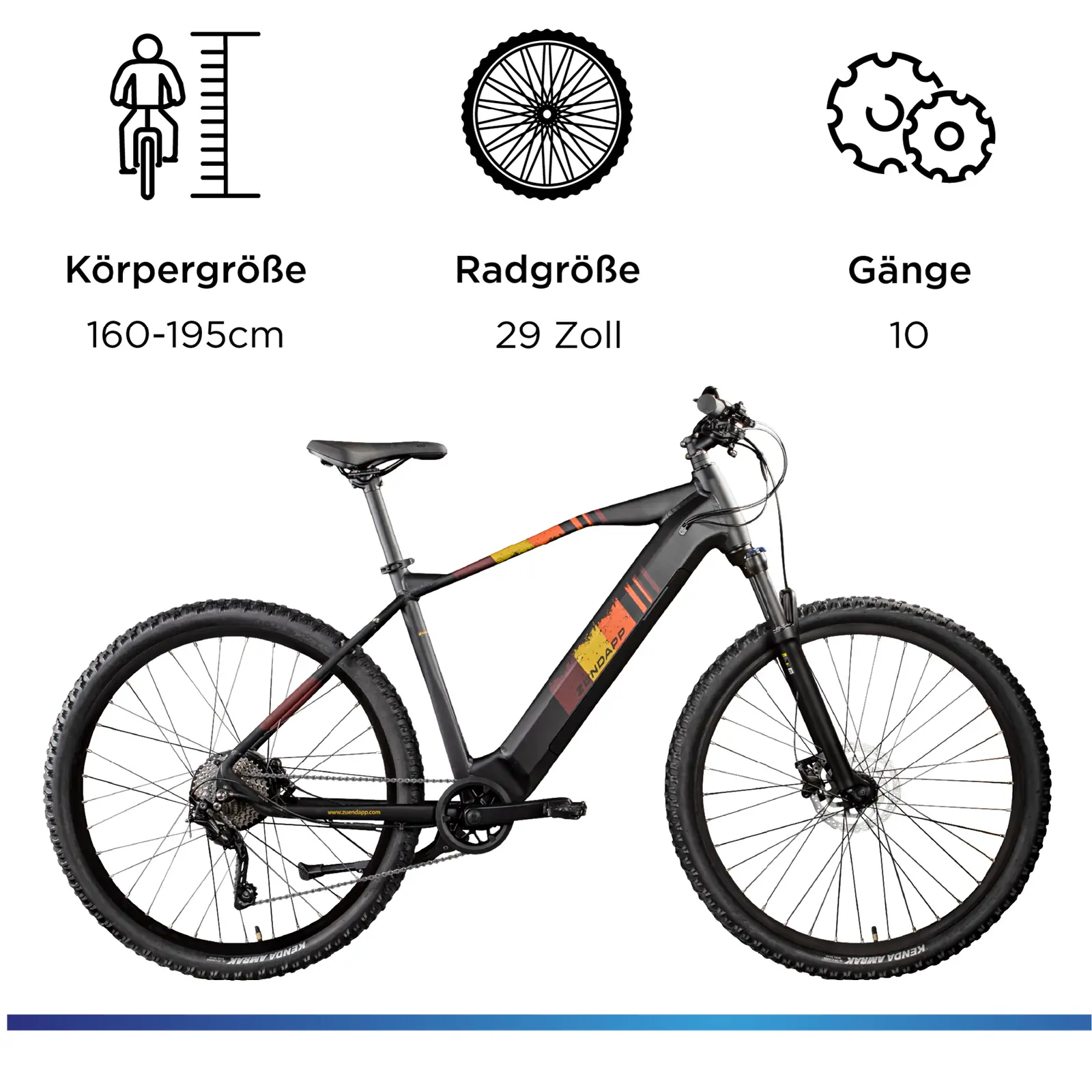 Zündapp E-Bike Z808 MTB 29 Zoll 10-Gang 550 Wh schwarz orange