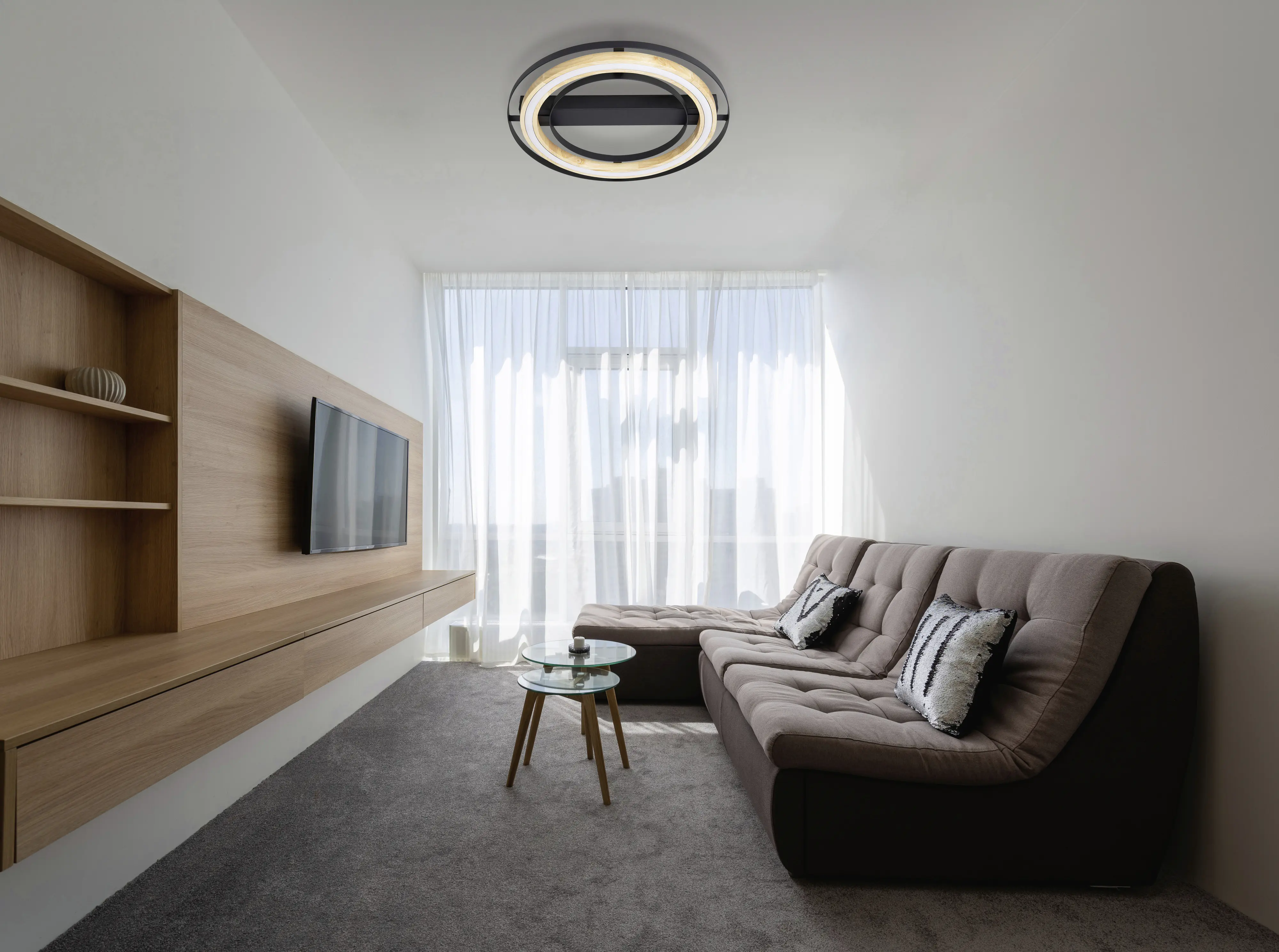 Globo Deckenleuchte Rilas Ø 47 x 7 cm schwarz warmweiß