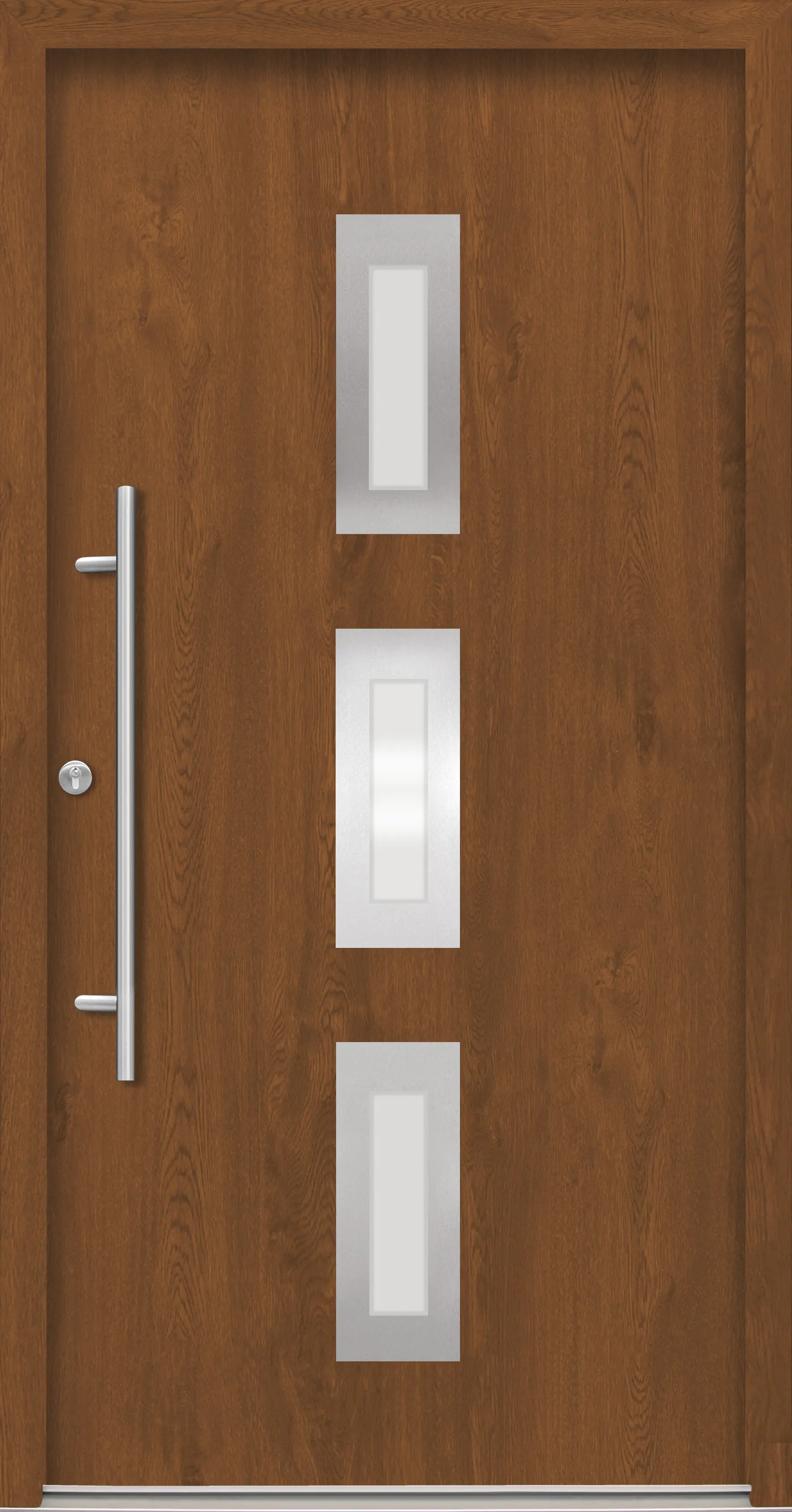 Splendoor Haustür Passivedoor Premium B02 Golden Oak DIN Links 100 x 210 cm
